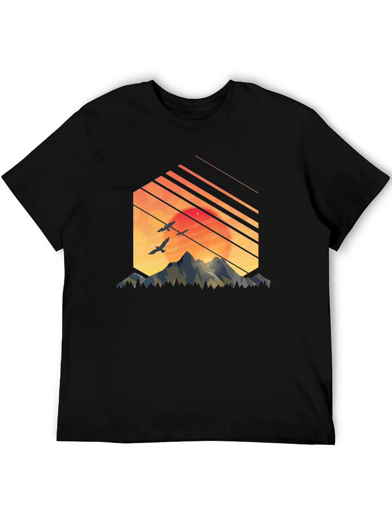 Mountain Sunset Graphic Tee - Black