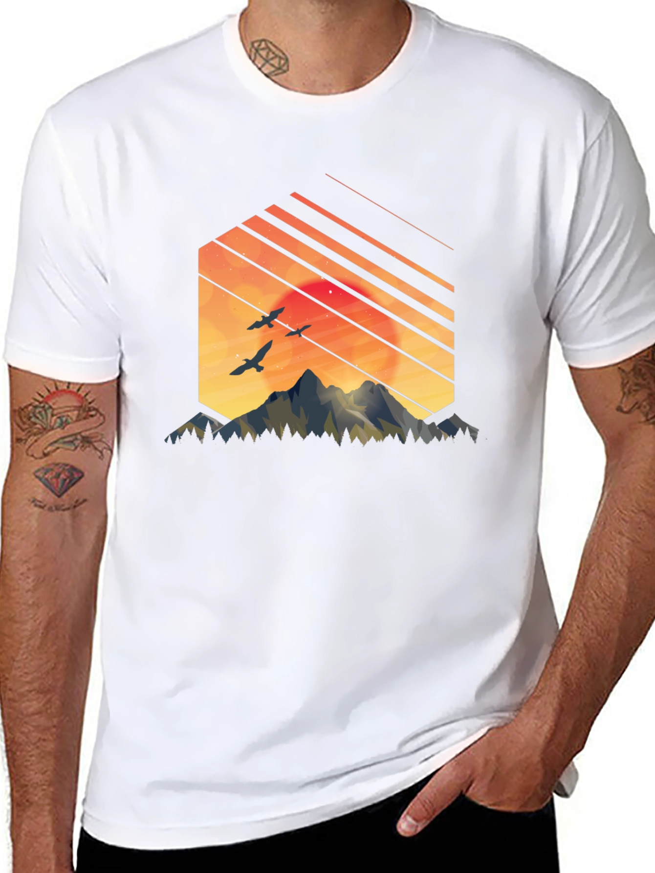 Mountain Sunset Graphic Tee - Black