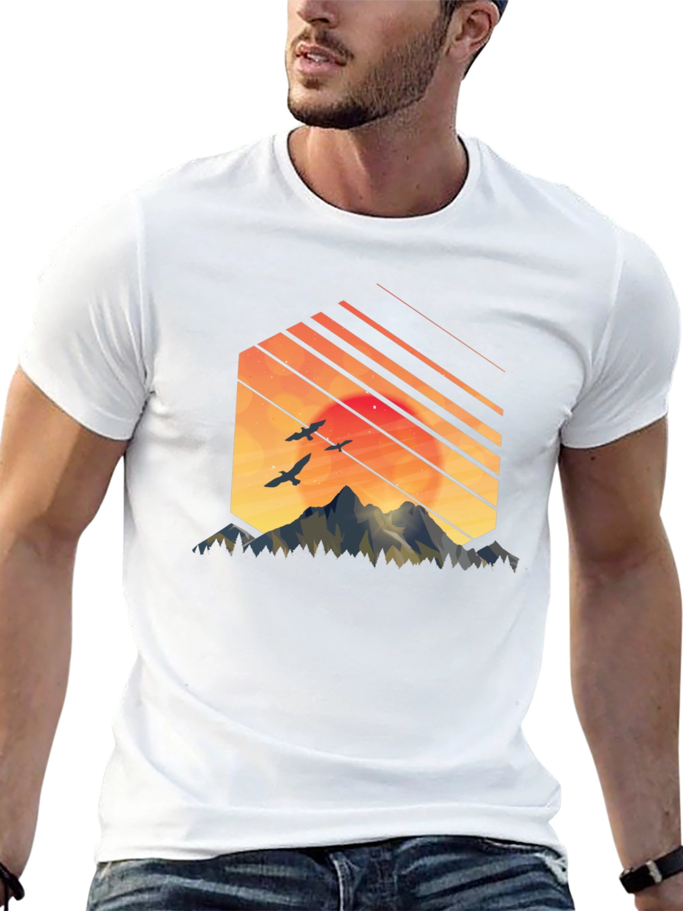 Mountain Sunset Graphic Tee - Black