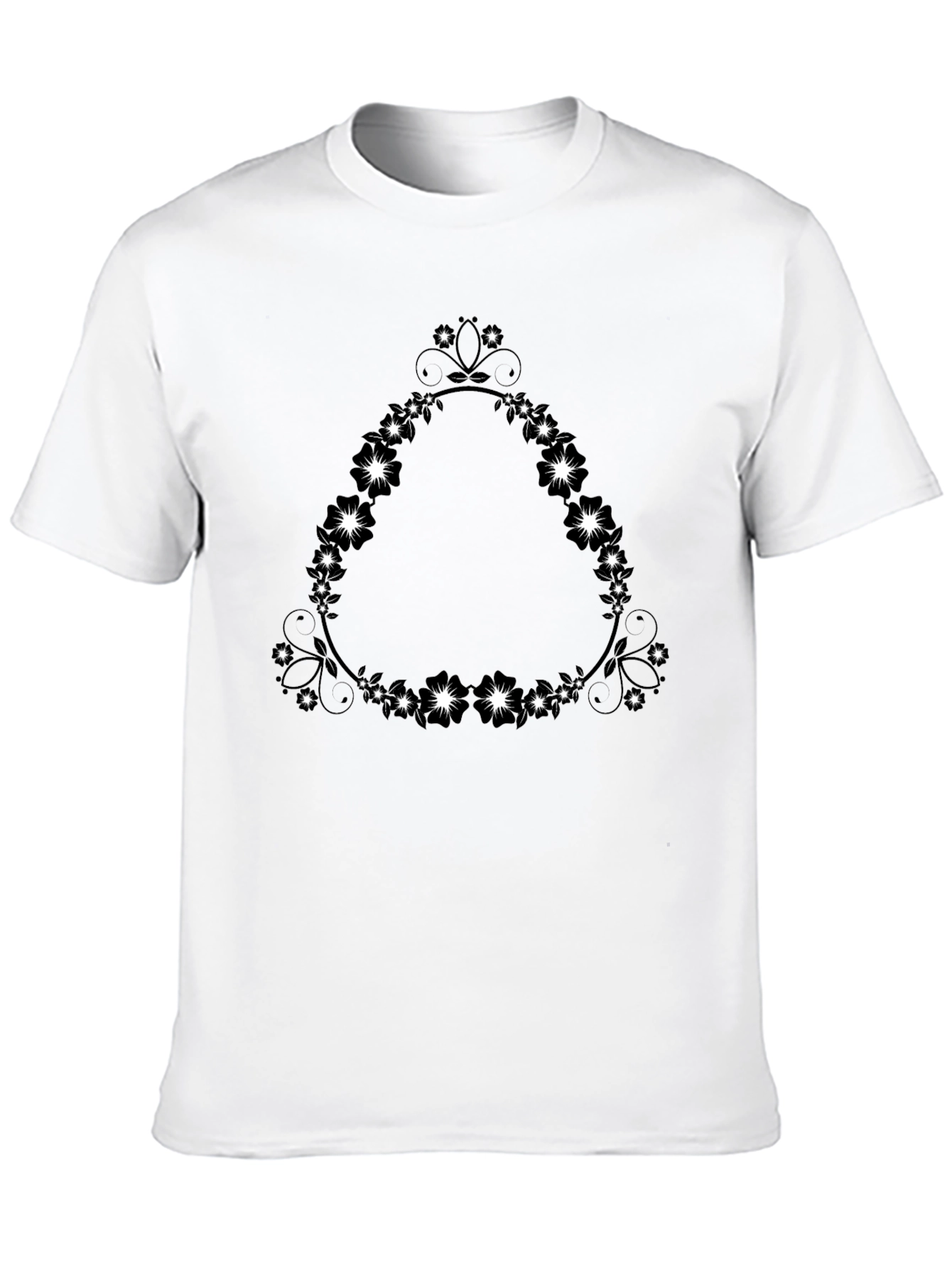 Floral Triangle Graphic Black T-Shirt