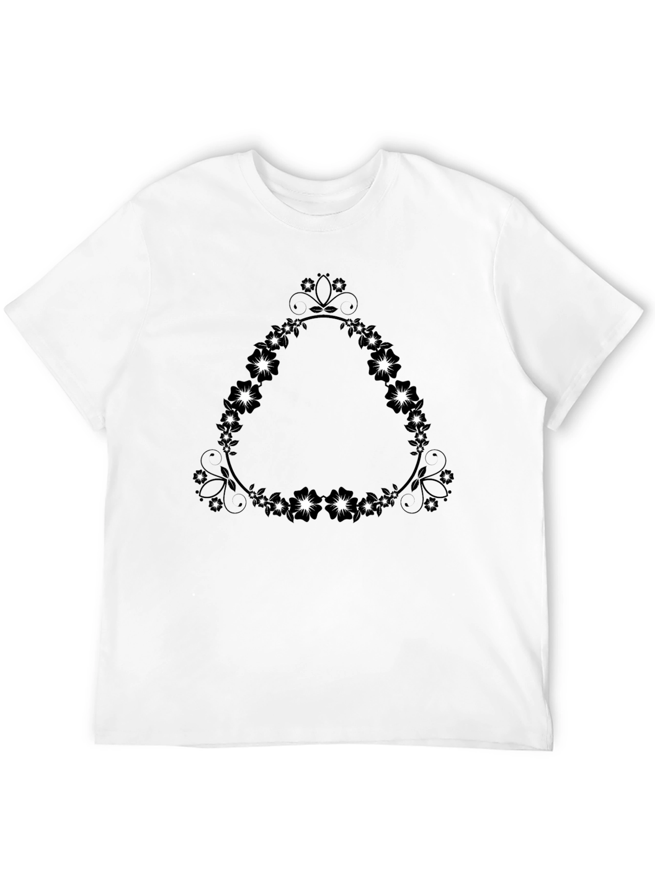 Floral Triangle Graphic Black T-Shirt