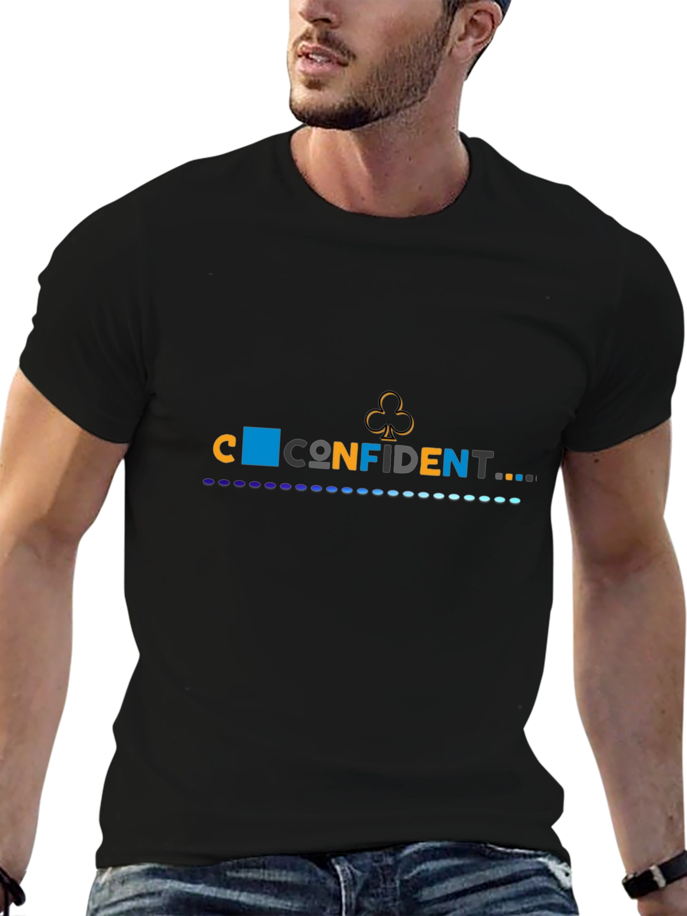 Confident Graphic Print Black T-Shirt