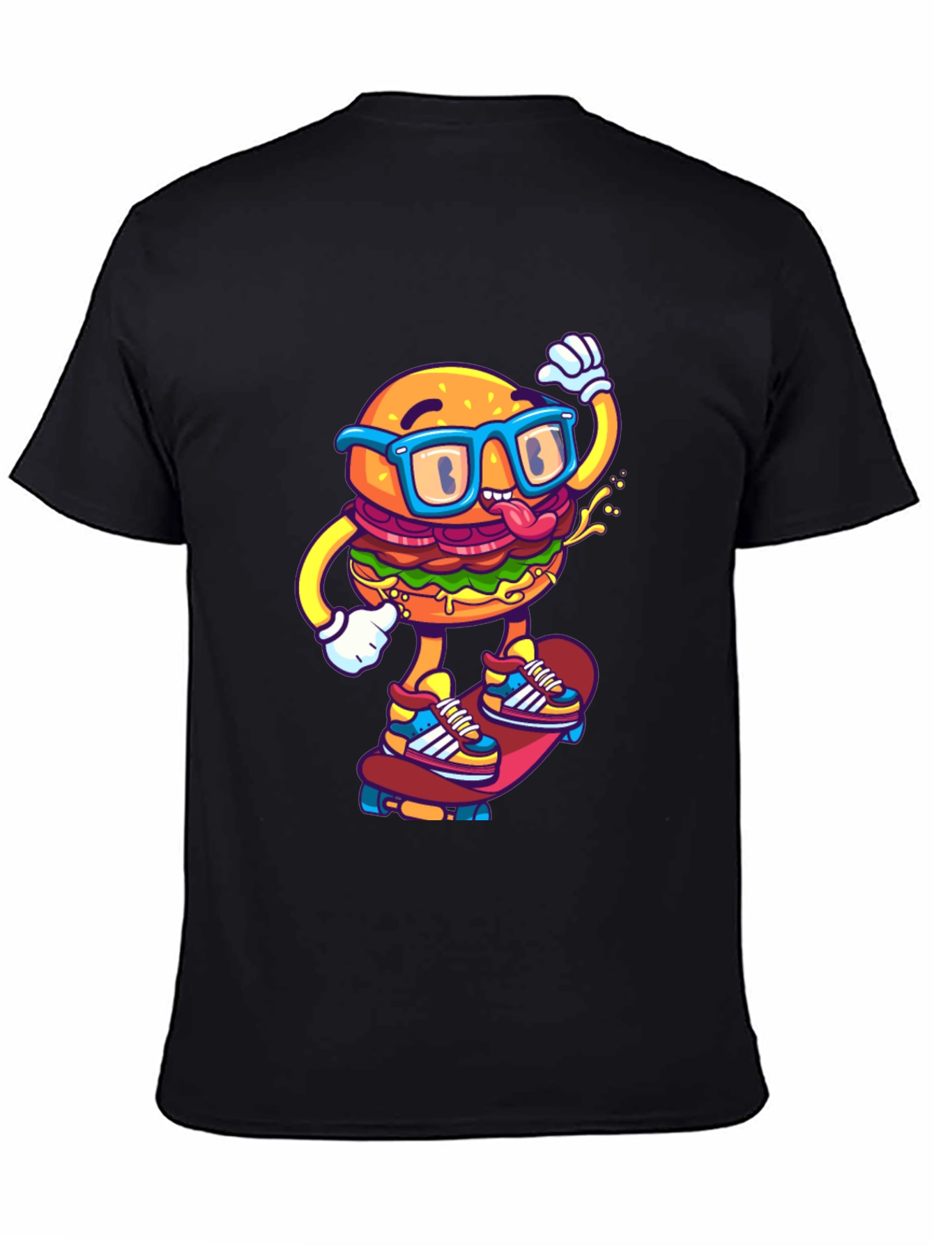 Burger Skater Graphic Tee - Cool Black T-Shirt