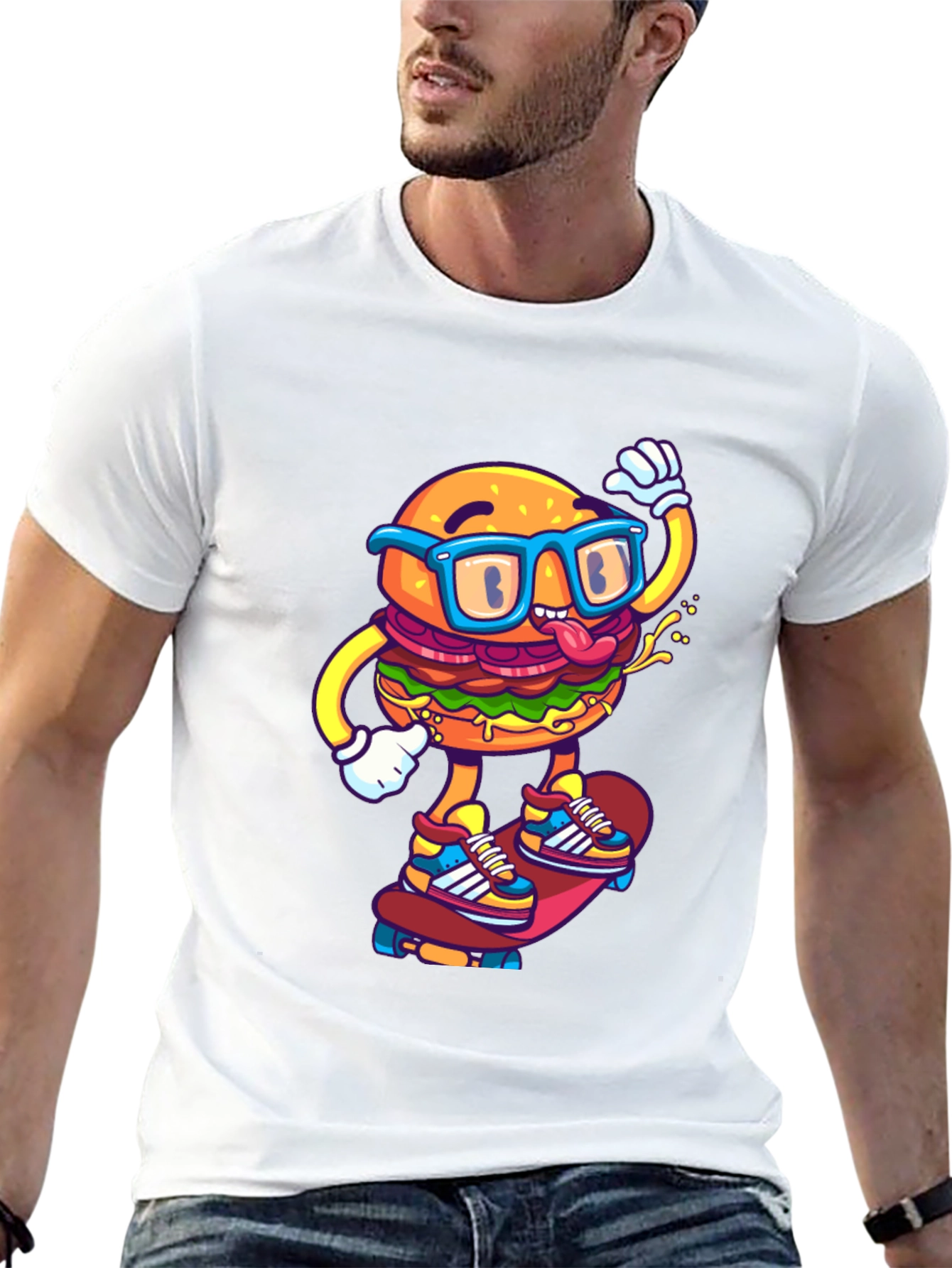 Burger Skater Graphic Tee - Cool Black T-Shirt