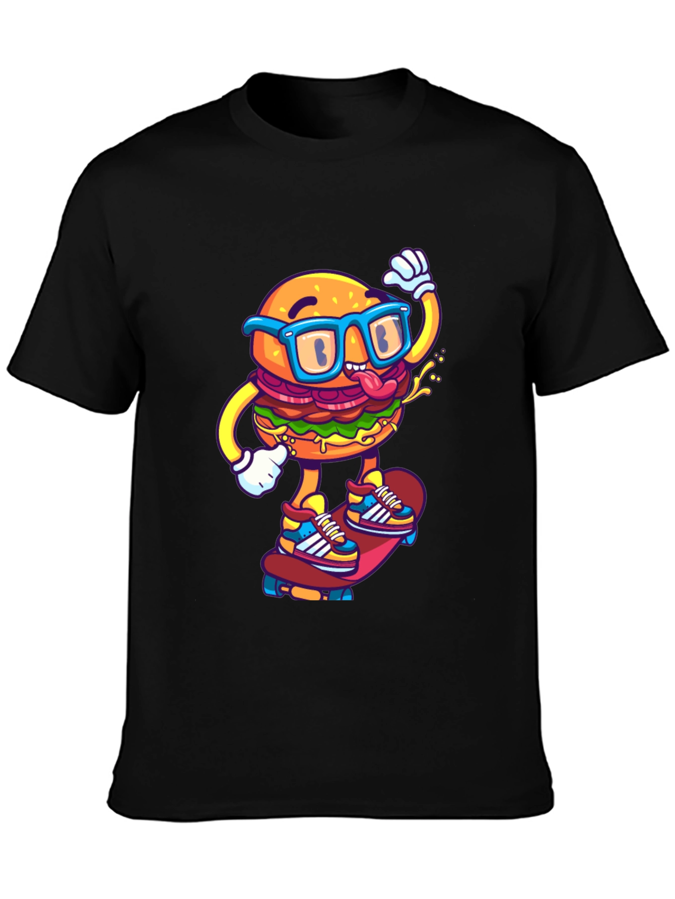 Burger Skater Graphic Tee - Cool Black T-Shirt
