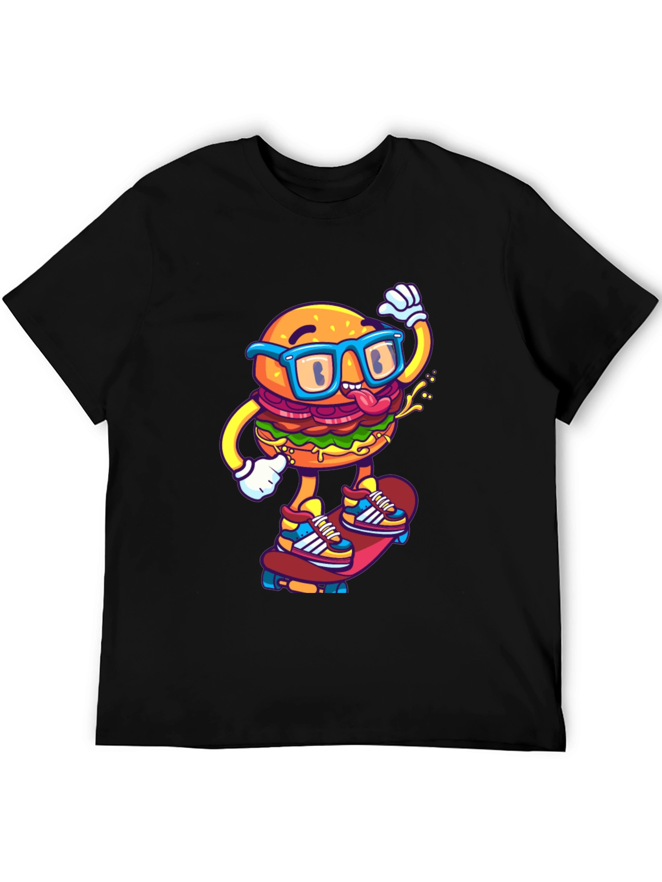 Burger Skater Graphic Tee - Cool Black T-Shirt