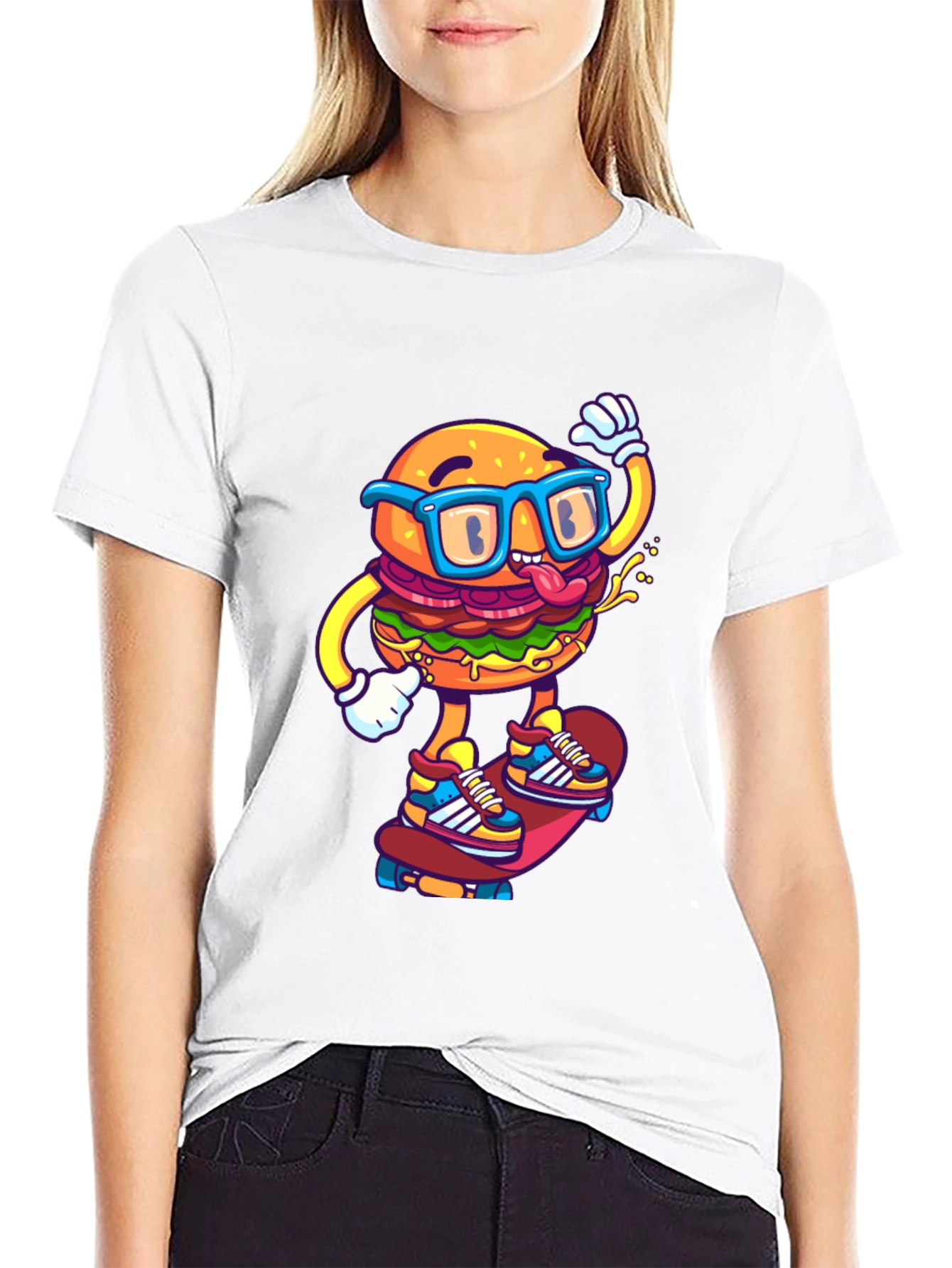 Burger Skater Graphic Tee - Cool Black T-Shirt