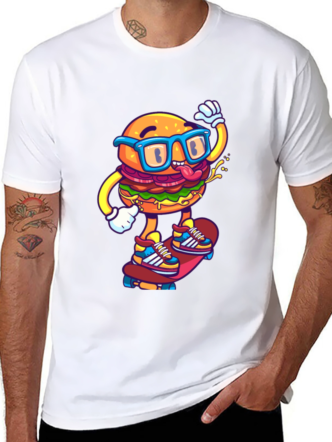 Burger Skater Graphic Tee - Cool Black T-Shirt