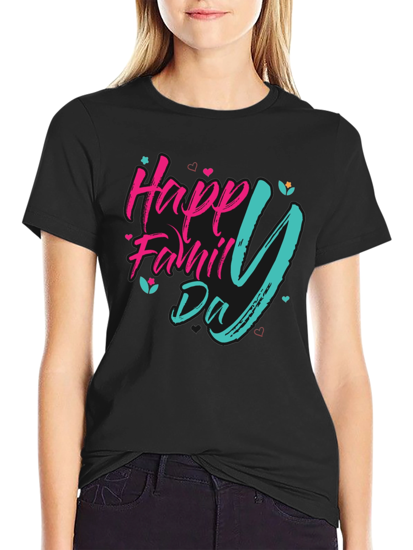Happy Family Day Black T-Shirt