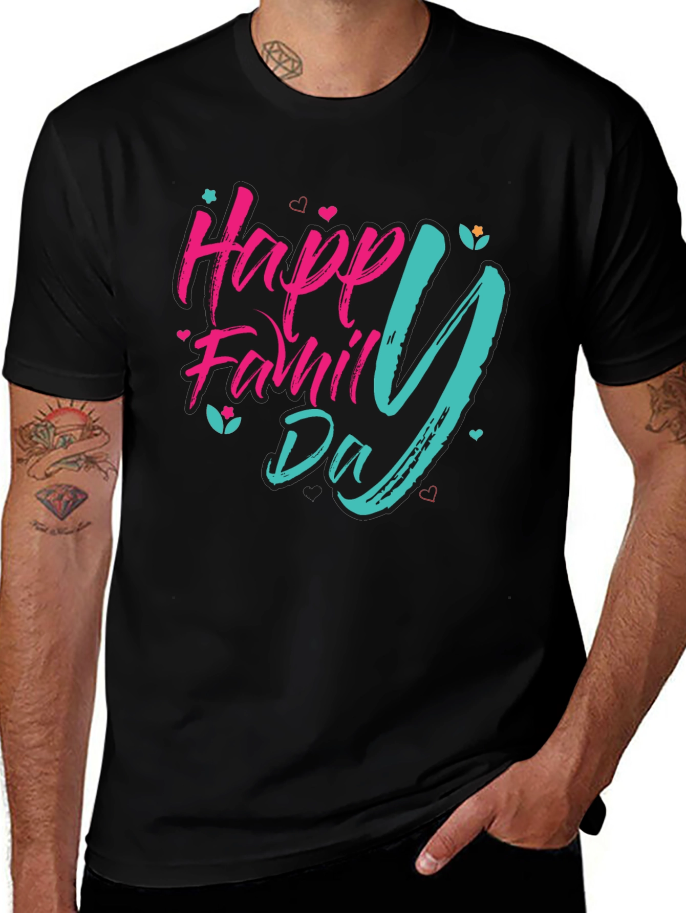 Happy Family Day Black T-Shirt