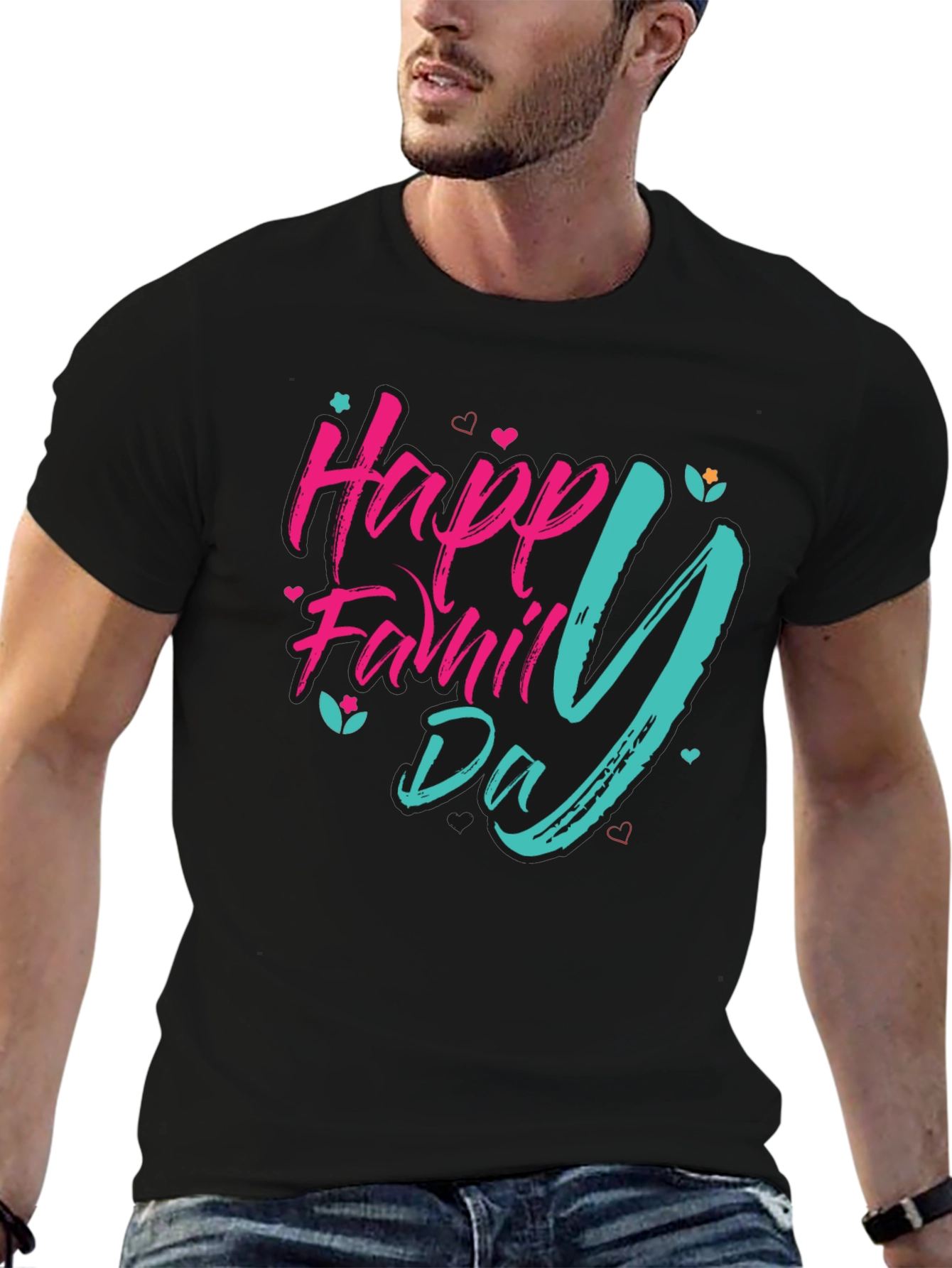 Happy Family Day Black T-Shirt