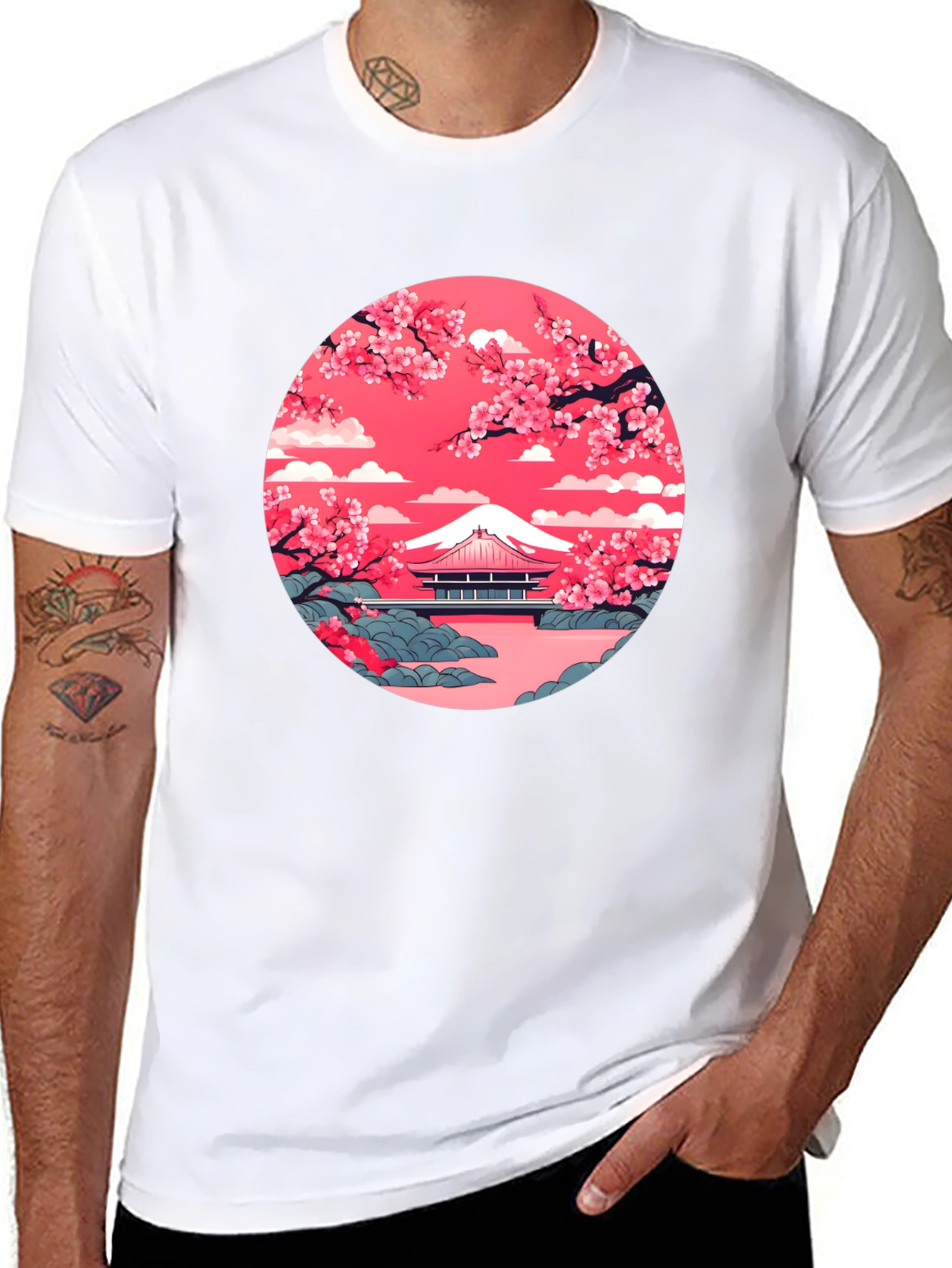 Mount Fuji Cherry Blossom Graphic Tee