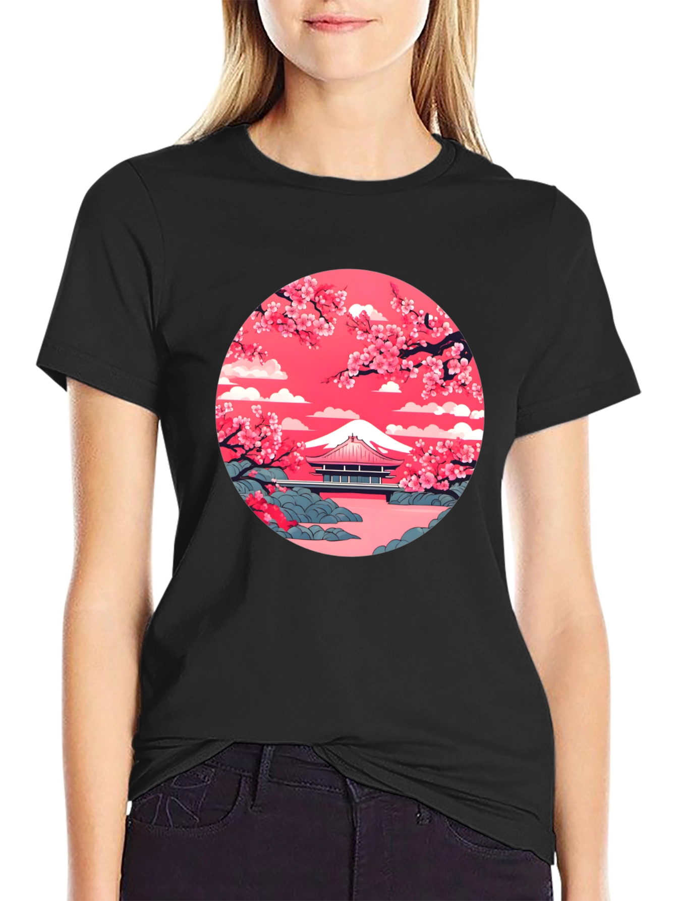 Mount Fuji Cherry Blossom Graphic Tee