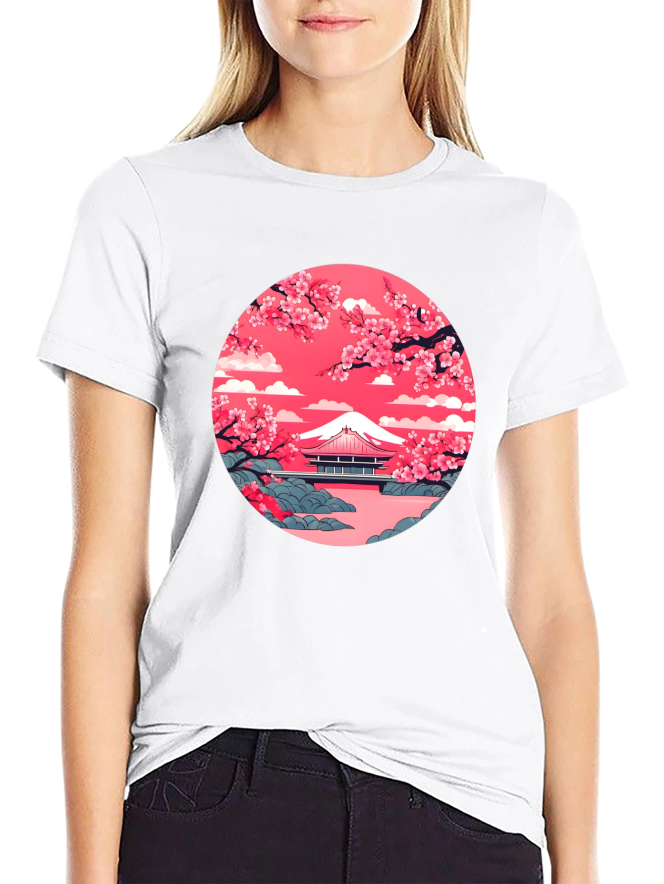 Mount Fuji Cherry Blossom Graphic Tee