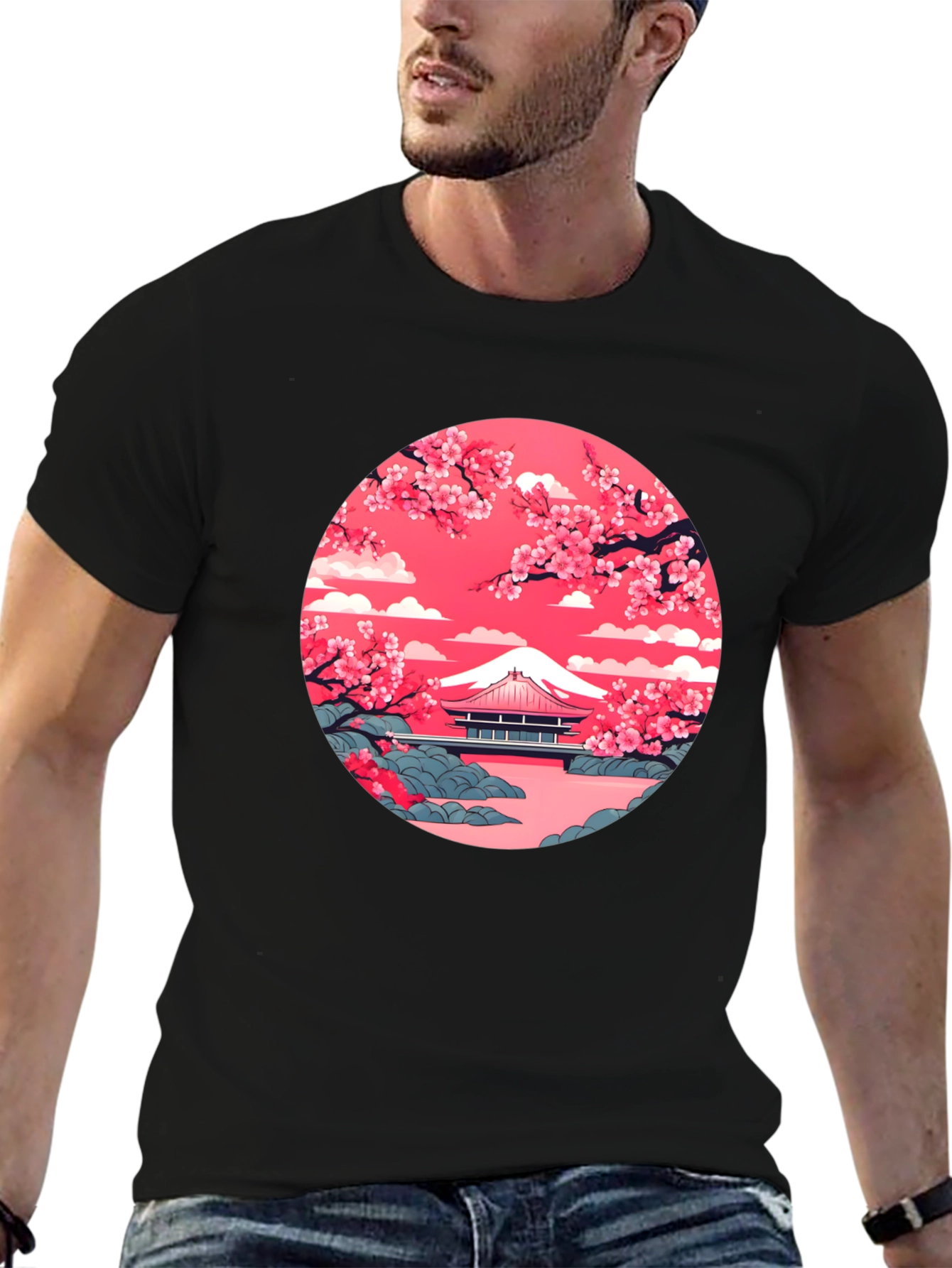 Mount Fuji Cherry Blossom Graphic Tee