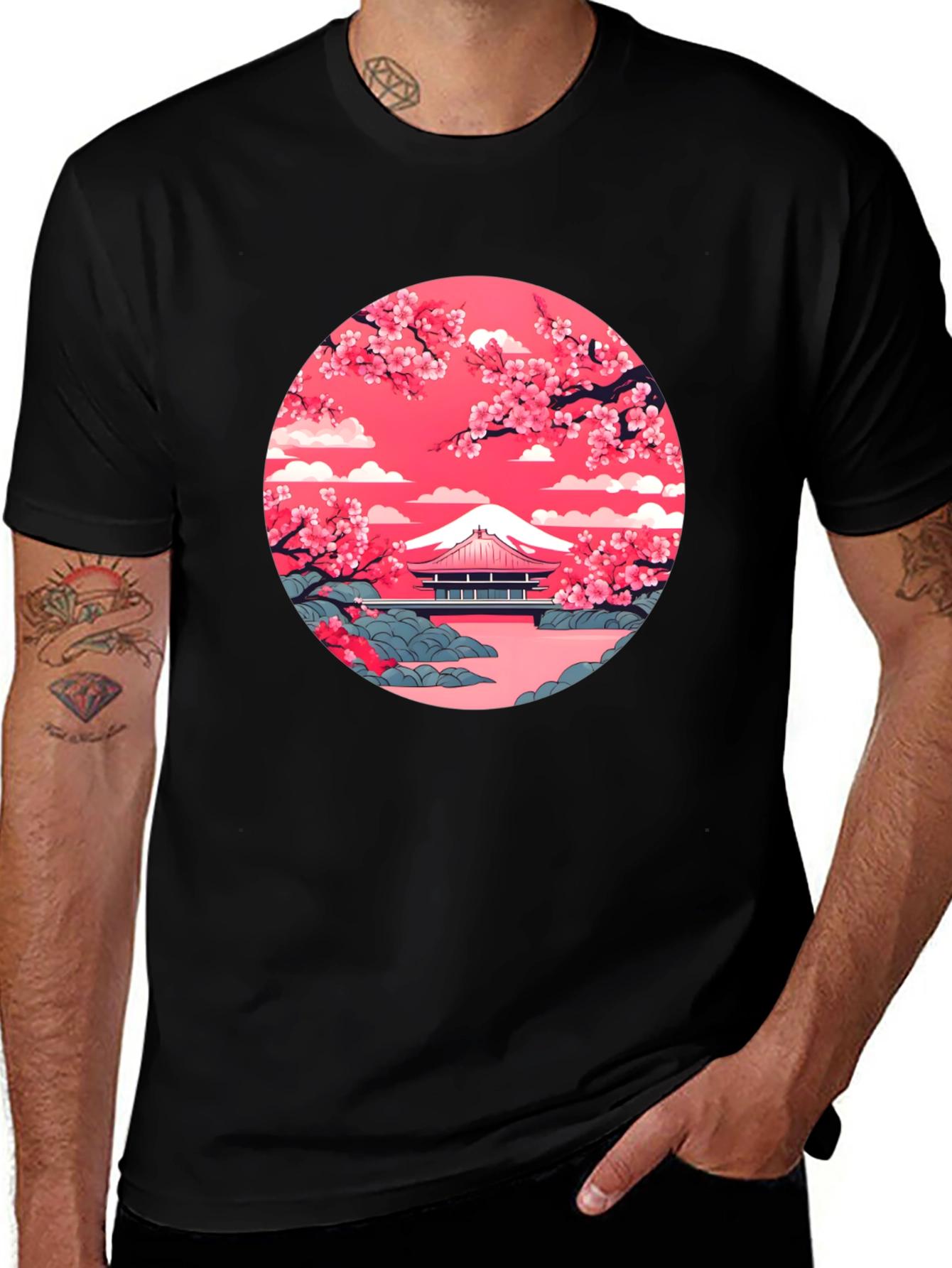 Mount Fuji Cherry Blossom Graphic Tee