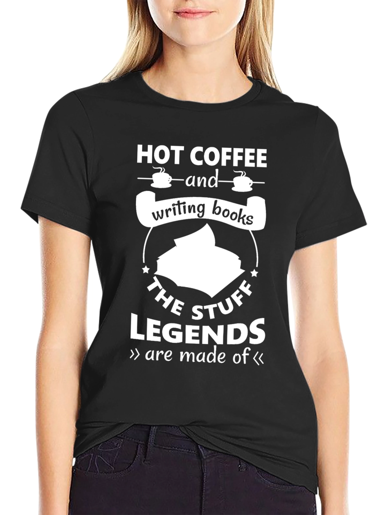 Hot Coffee & Writing Books Tee - Legend Material