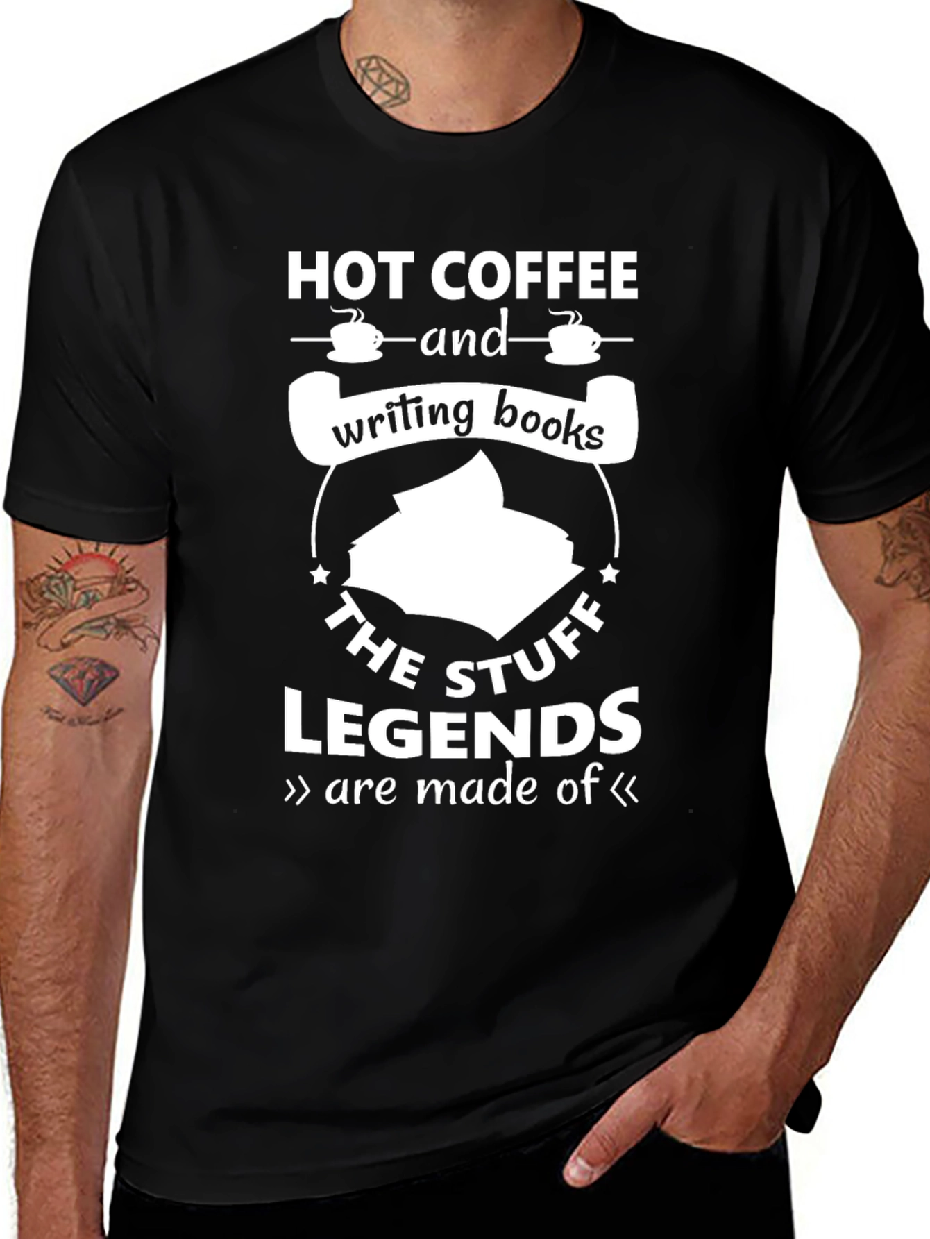 Hot Coffee & Writing Books Tee - Legend Material