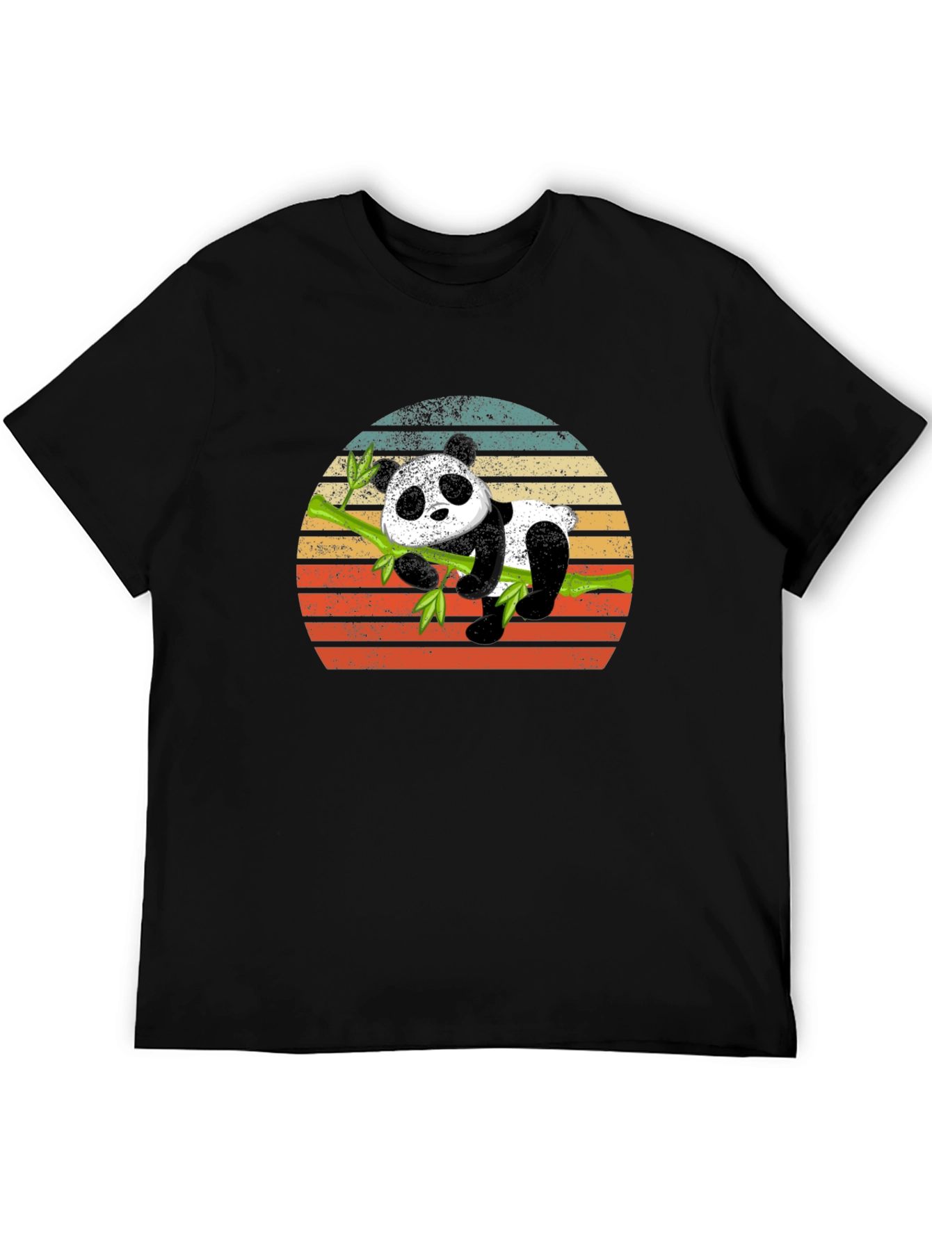 Panda on Bamboo Sunset Graphic T-Shirt