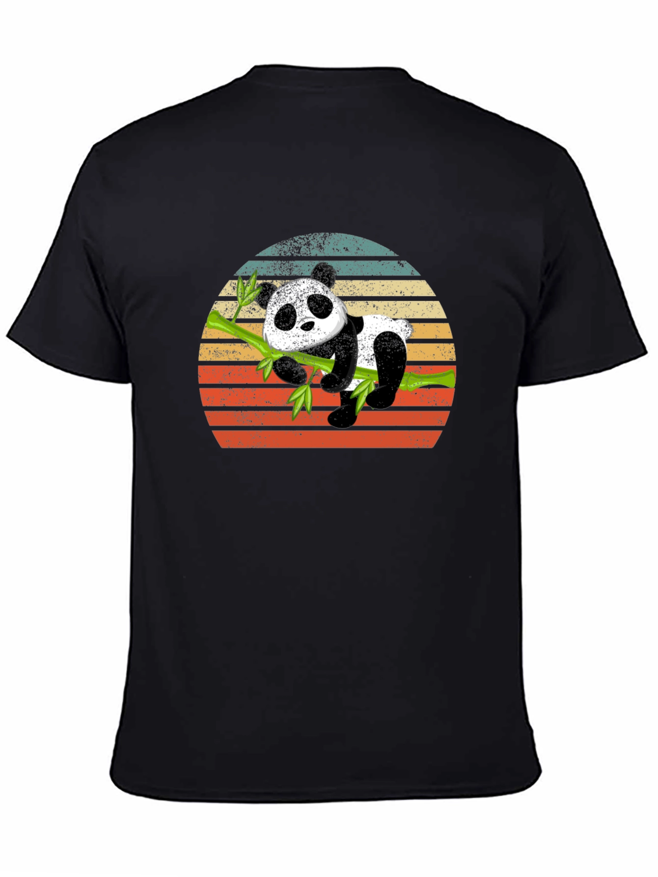 Panda on Bamboo Sunset Graphic T-Shirt