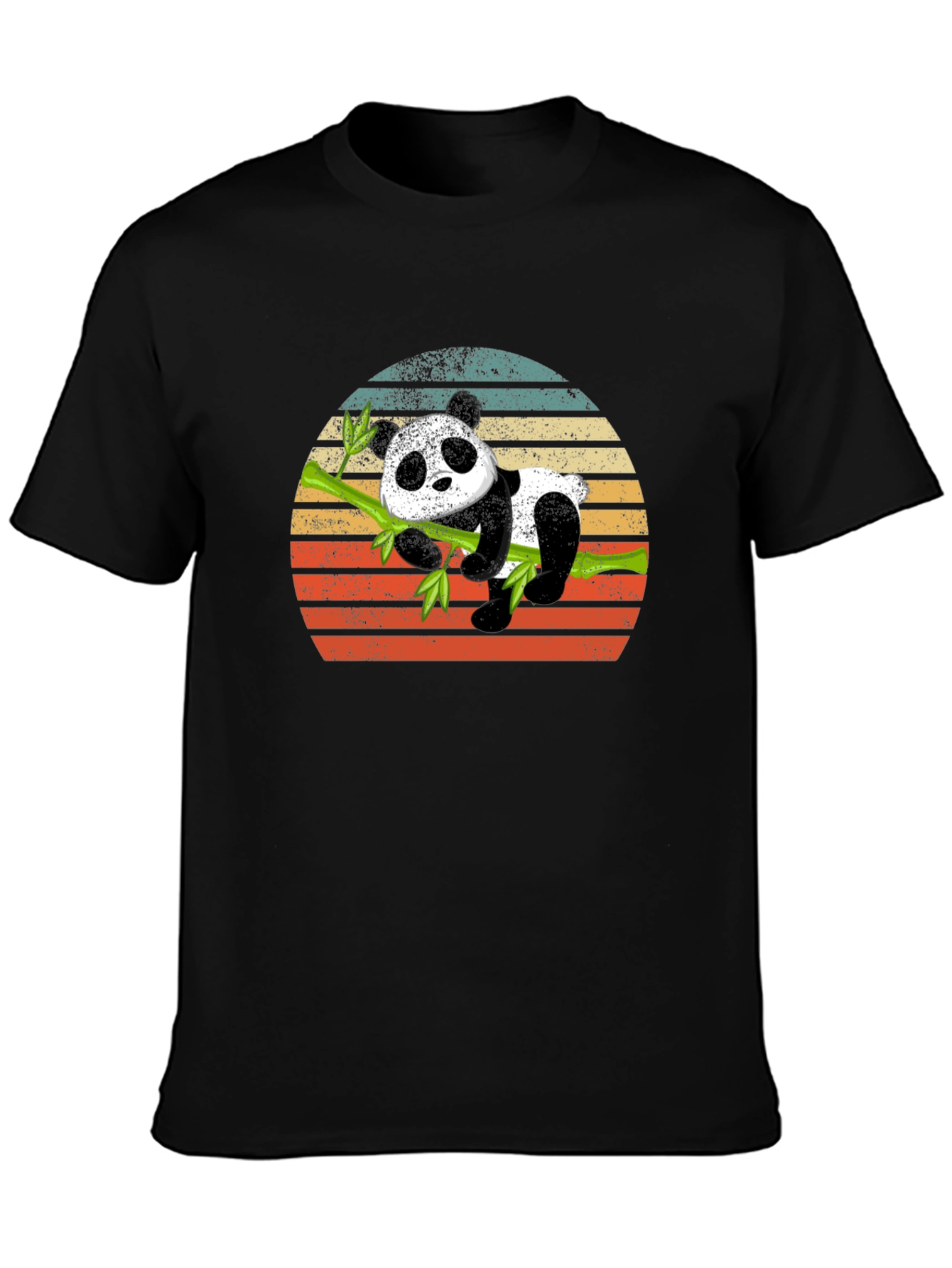 Panda on Bamboo Sunset Graphic T-Shirt