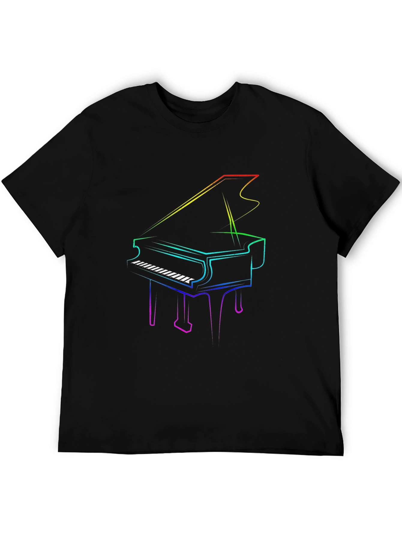 Rainbow Piano Graphic Tee - Cool Musician Shirt