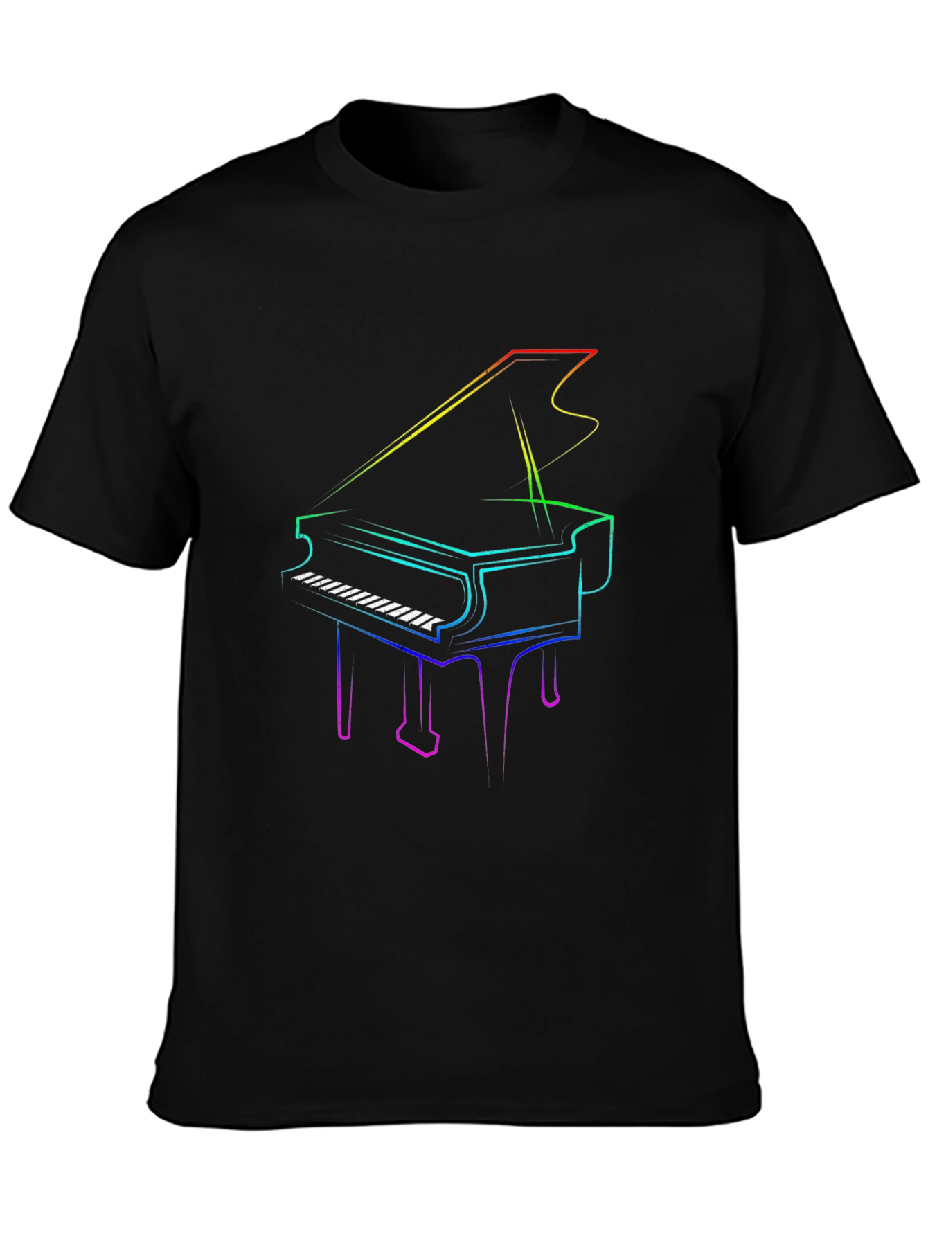 Rainbow Piano Graphic Tee - Cool Musician Shirt