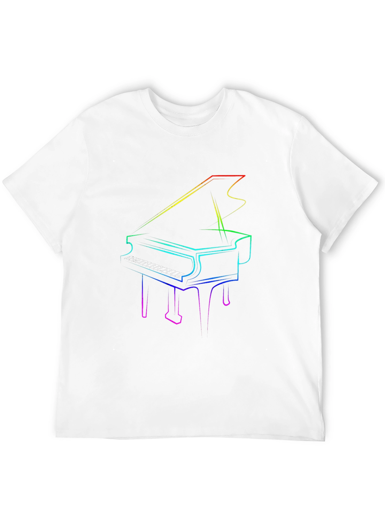 Rainbow Piano Graphic Tee - Cool Musician Shirt