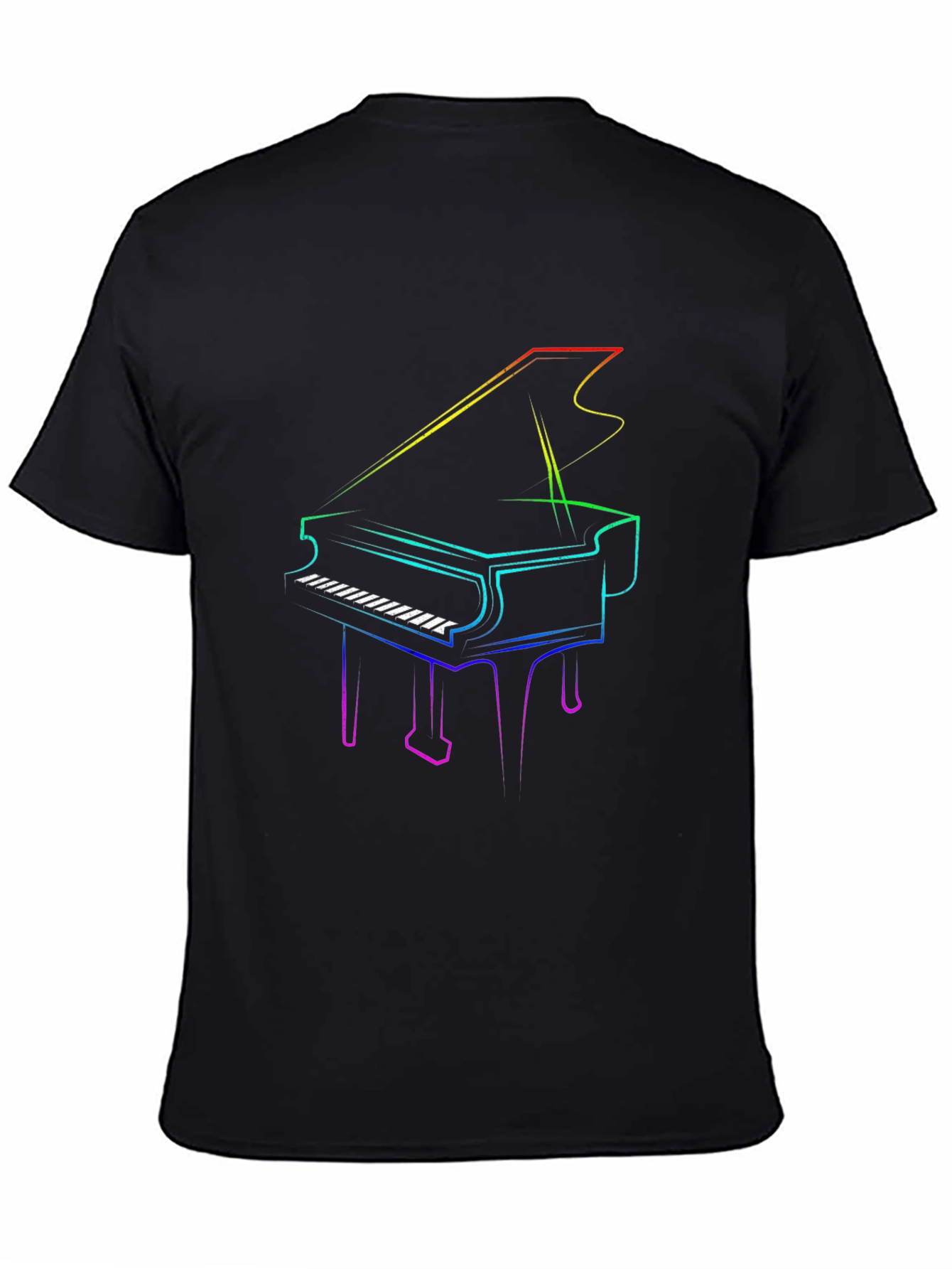 Rainbow Piano Graphic Tee - Cool Musician Shirt
