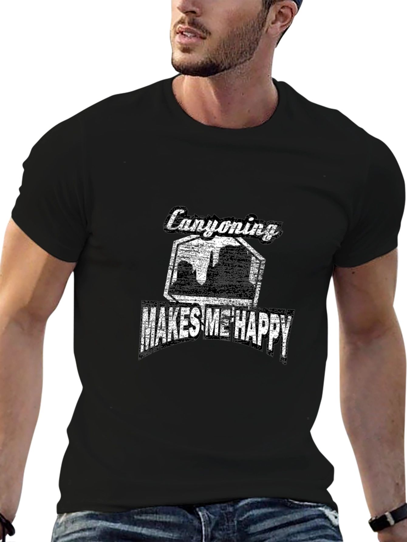 Canyoning Makes Me Happy Black T-Shirt