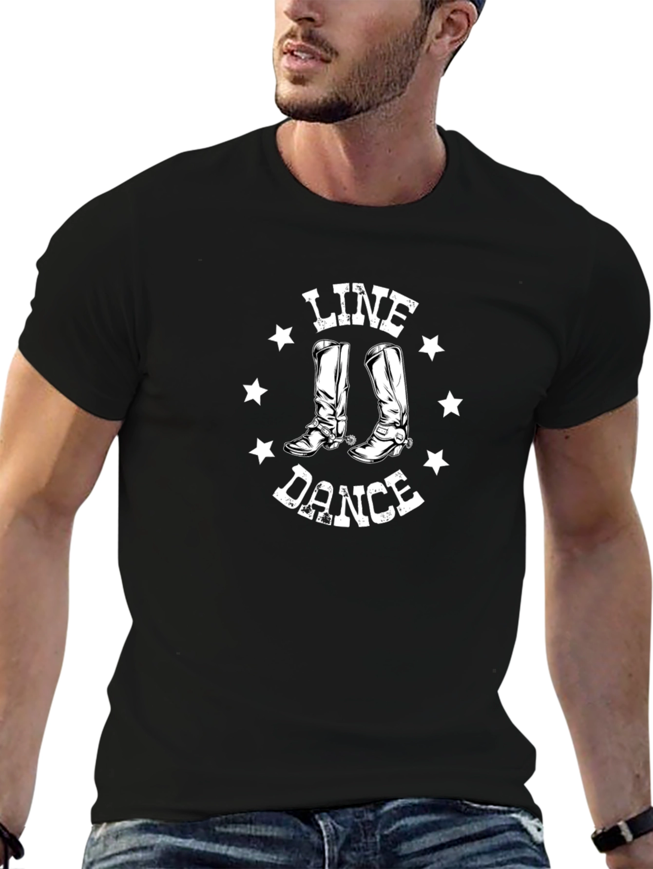 Line Dance Black Graphic T-Shirt