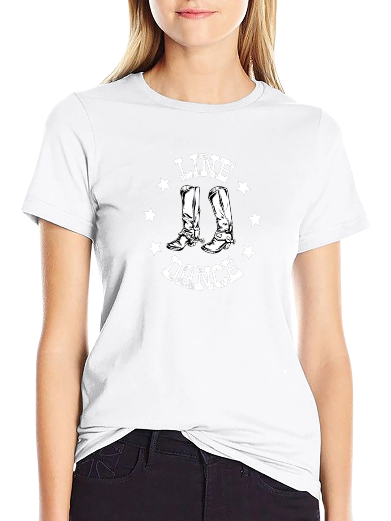 Line Dance Black Graphic T-Shirt