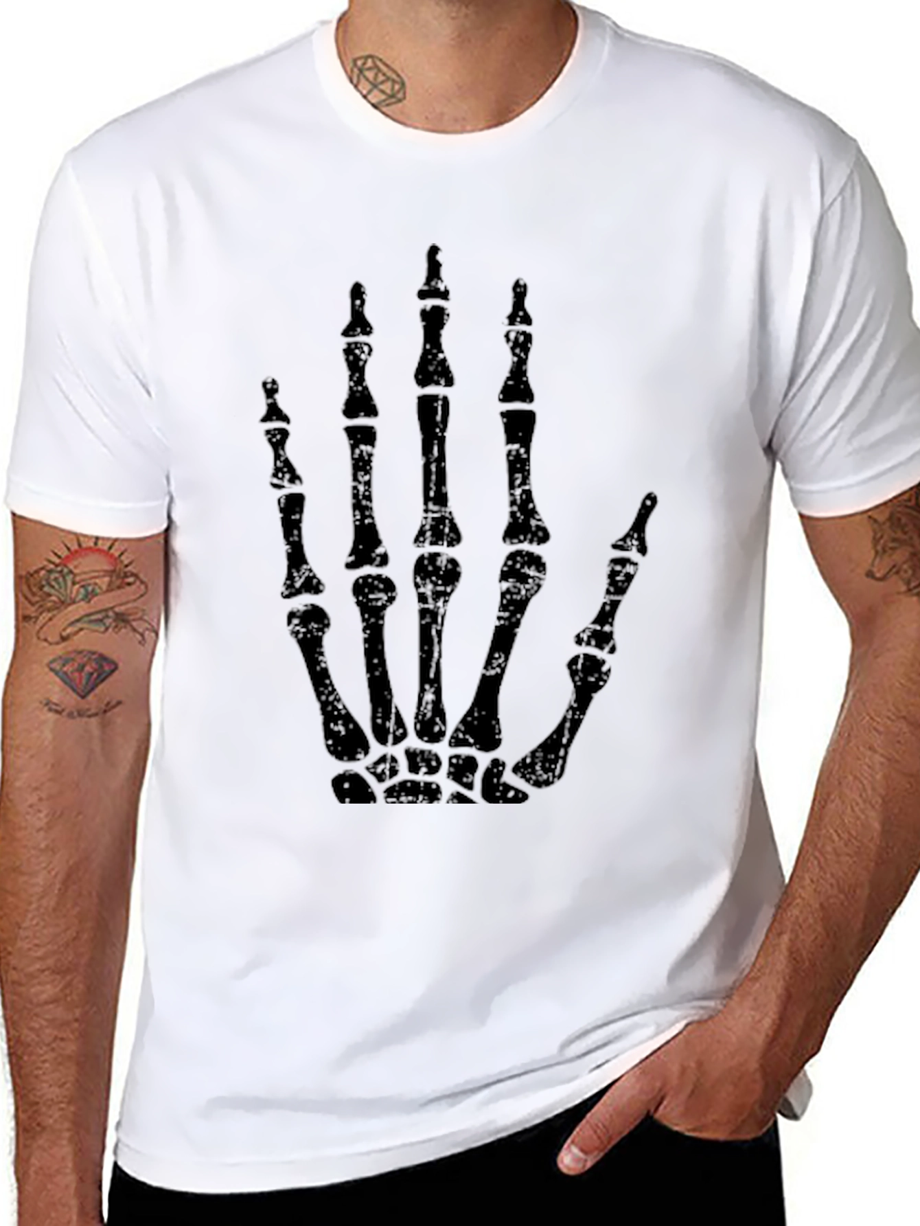 Skeleton Hand Graphic T-Shirt - Black