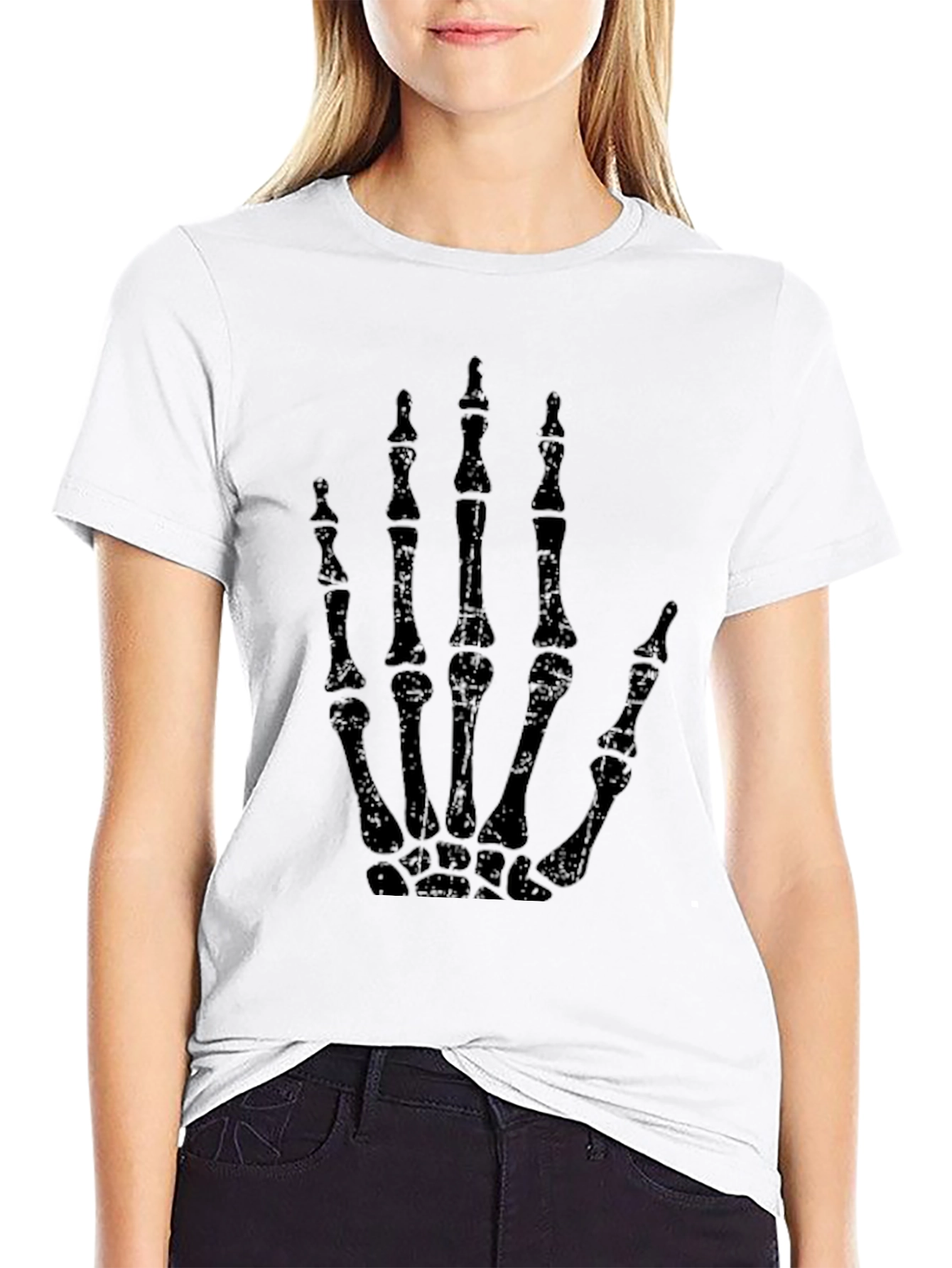 Skeleton Hand Graphic T-Shirt - Black