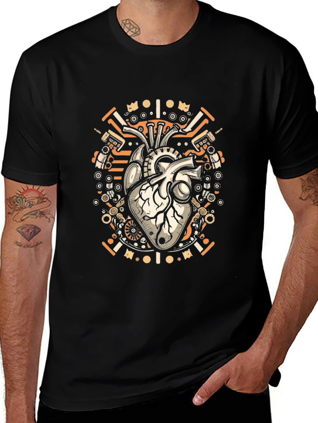Steampunk Heart Graphic T-Shirt - Unique Anatomical Design