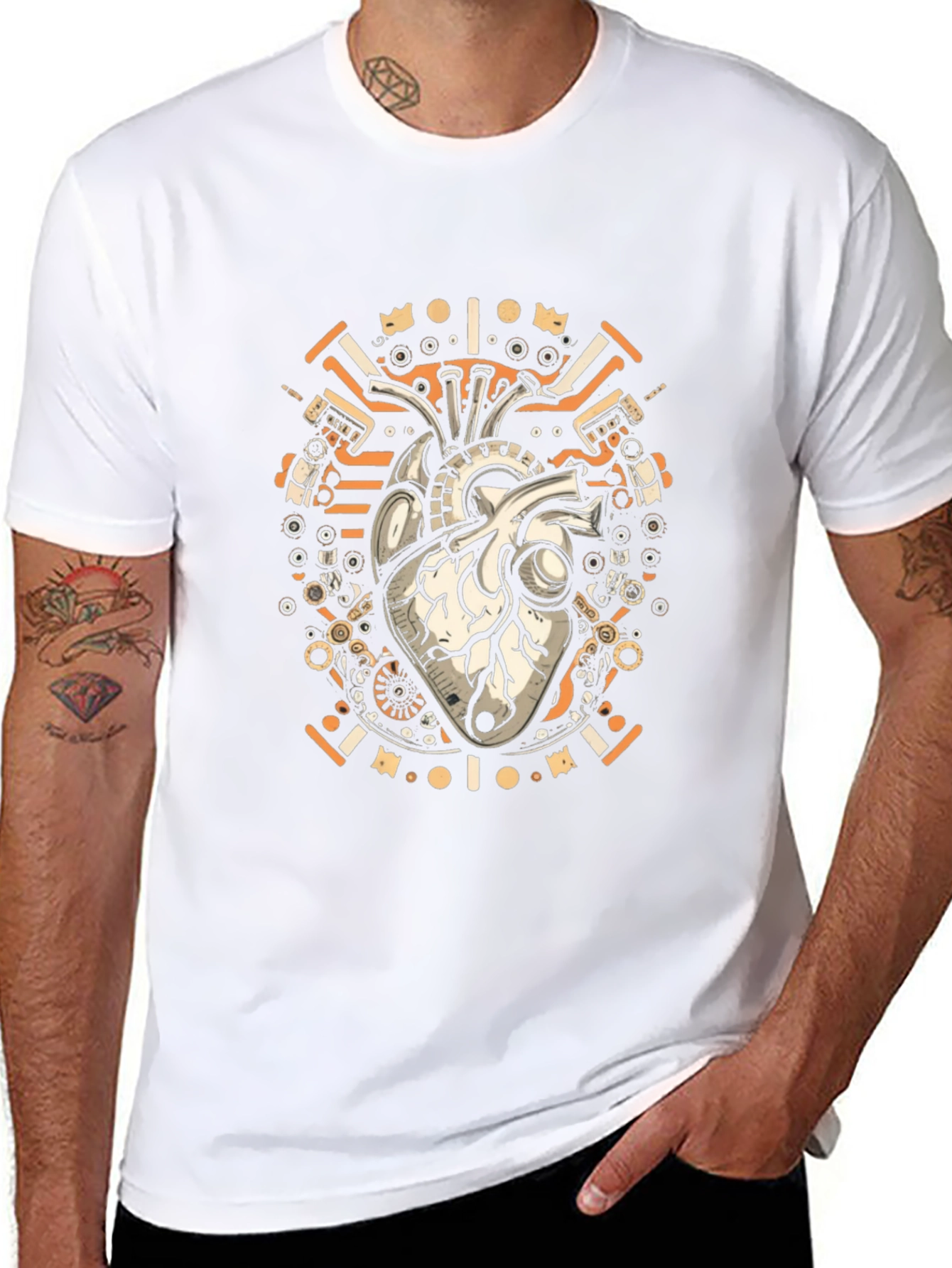 Steampunk Heart Graphic T-Shirt - Unique Anatomical Design