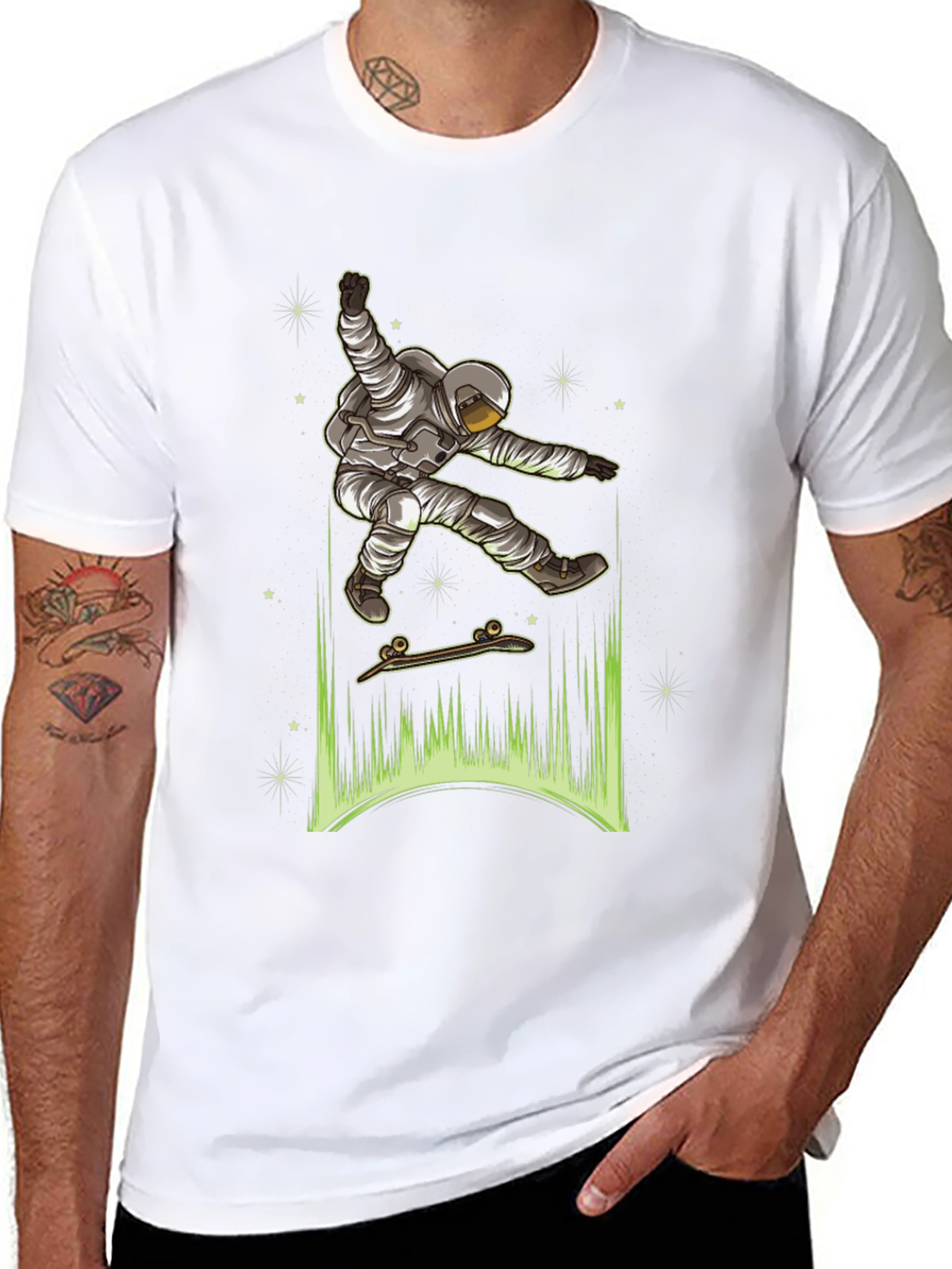 Astronaut Skateboarder Graphic Tee