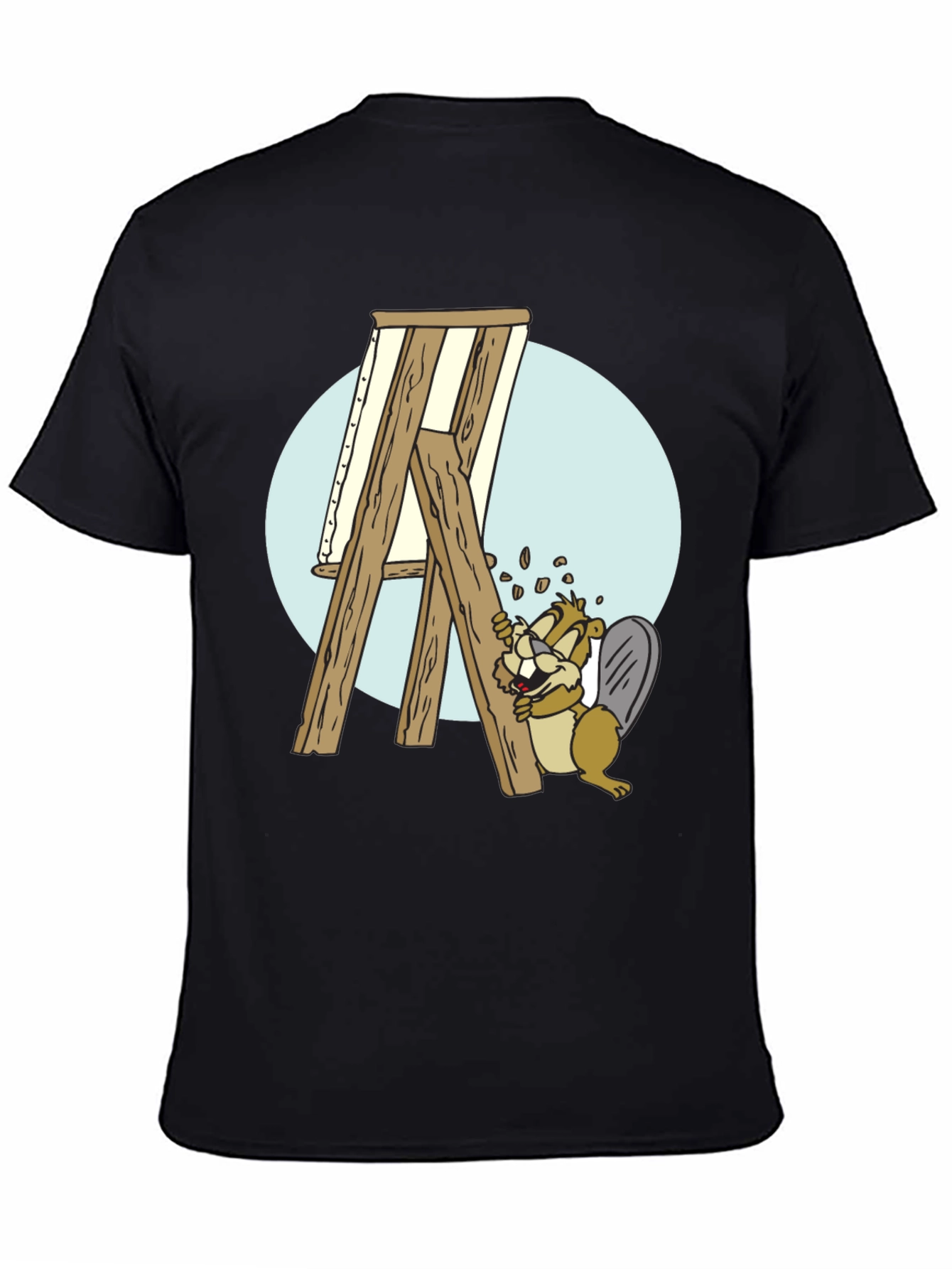 Cartoon Beaver Artist Graphic T-Shirt