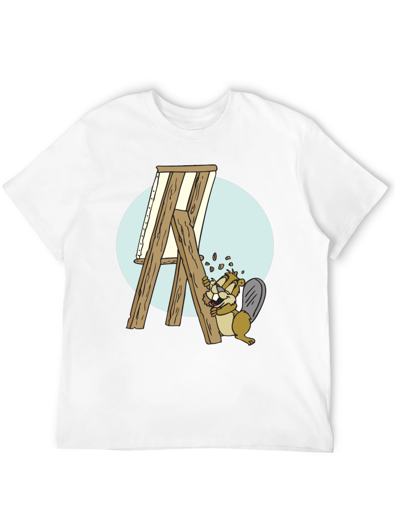 Cartoon Beaver Artist Graphic T-Shirt
