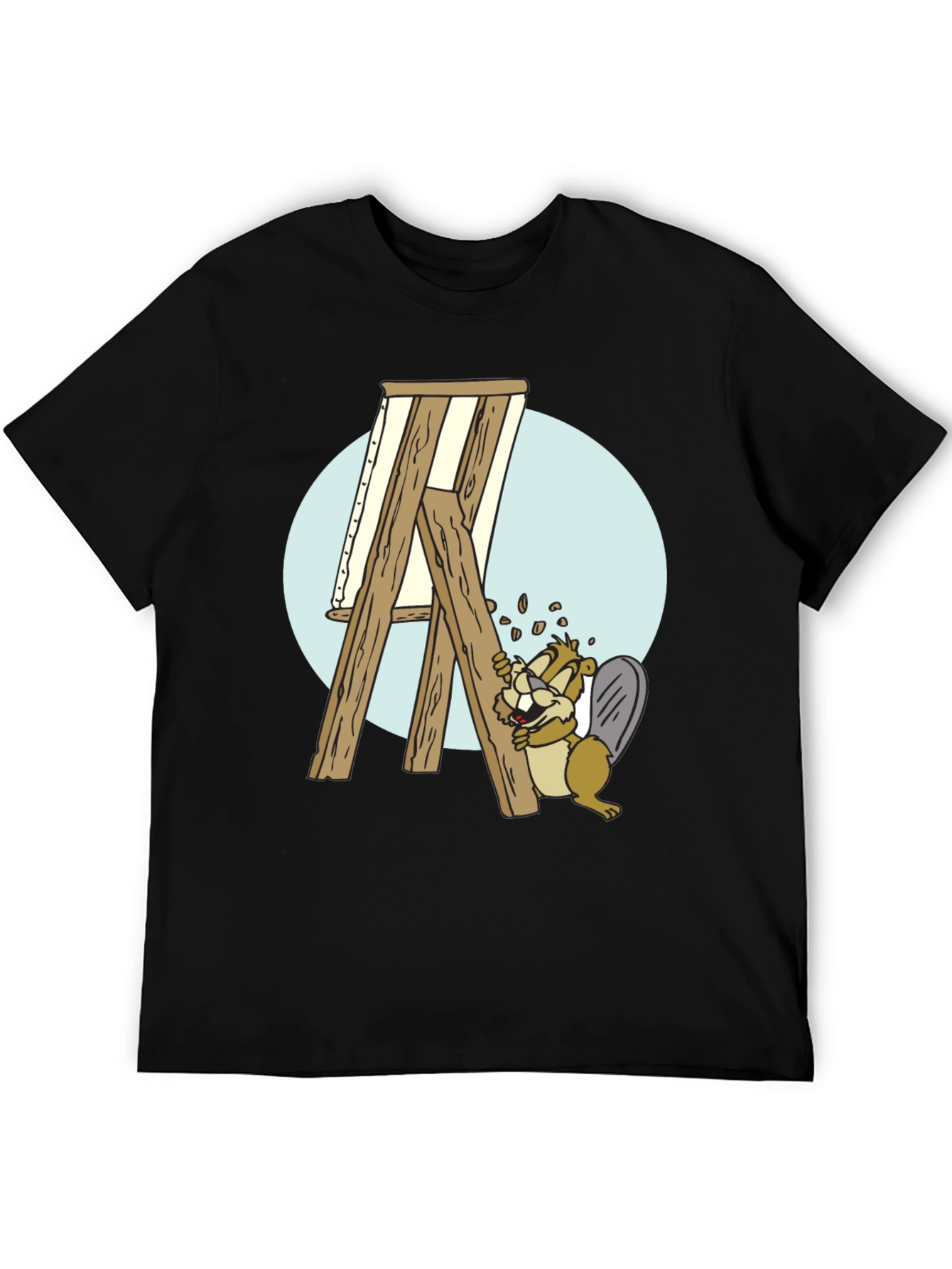 Cartoon Beaver Artist Graphic T-Shirt