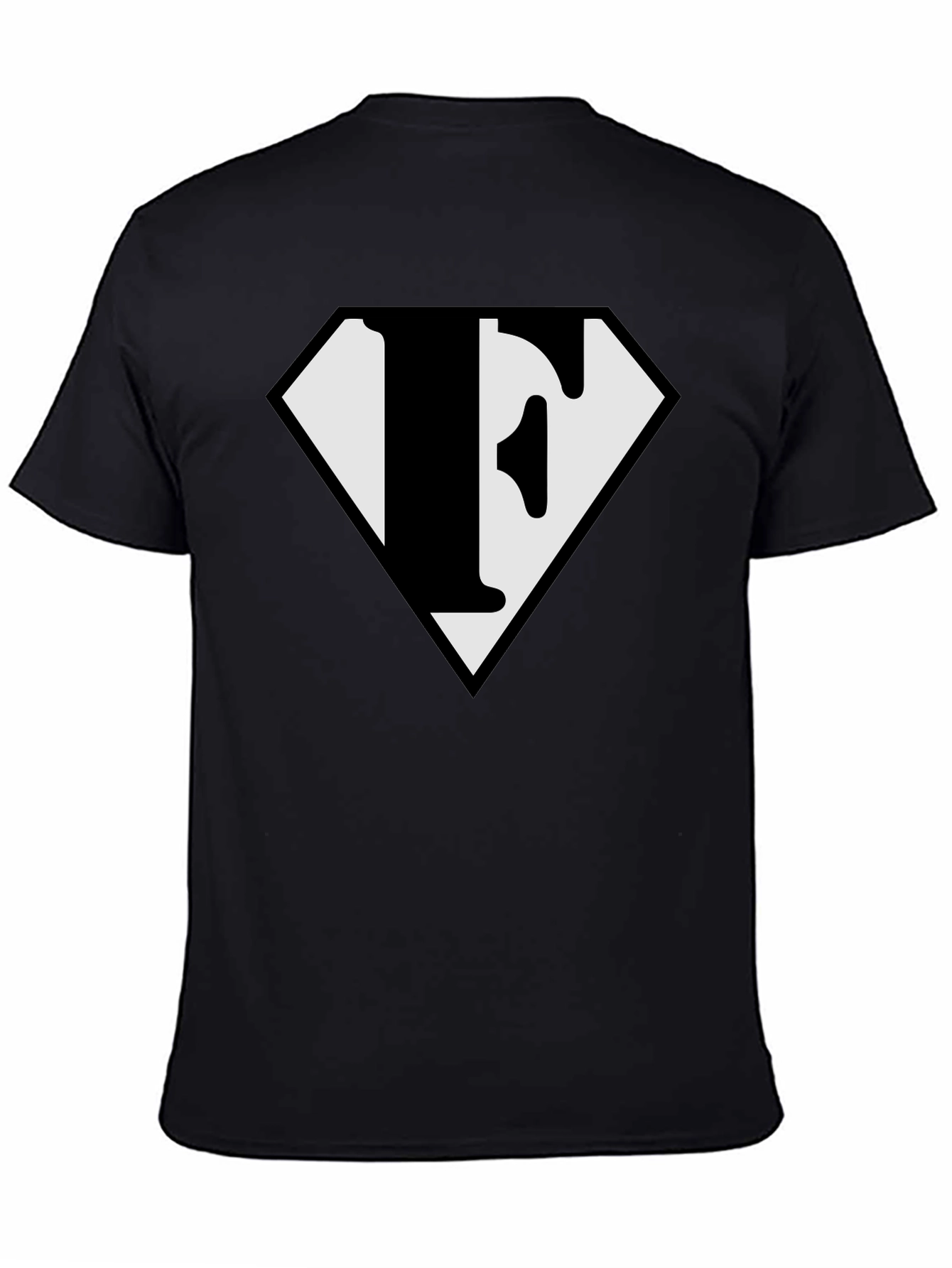 Letter F Superhero Logo Black T-Shirt