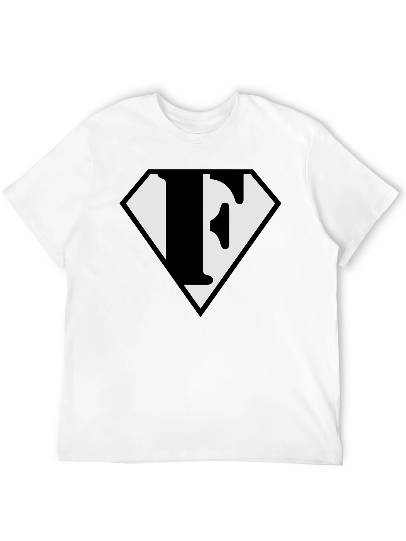 Letter F Superhero Logo Black T-Shirt
