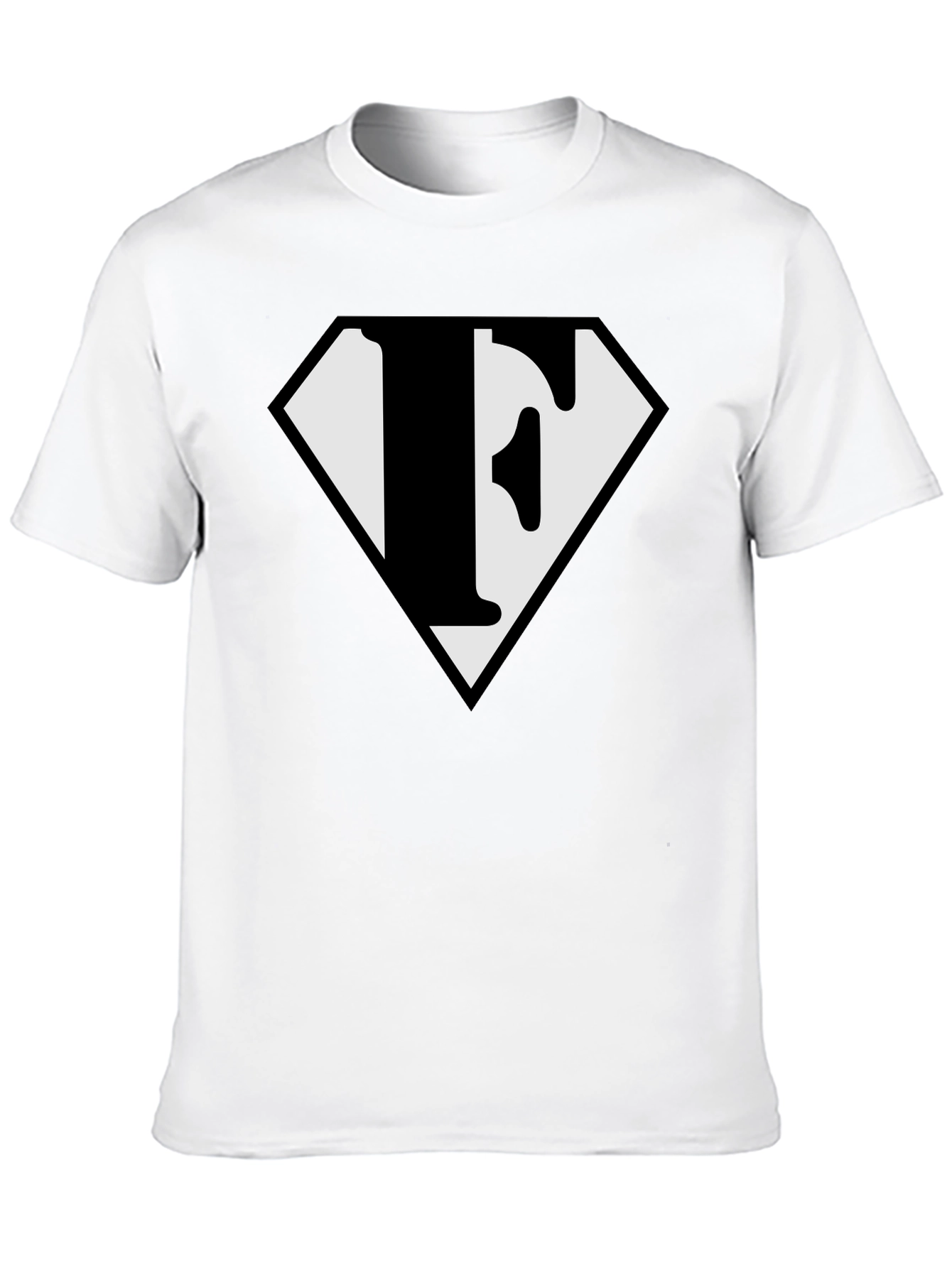 Letter F Superhero Logo Black T-Shirt