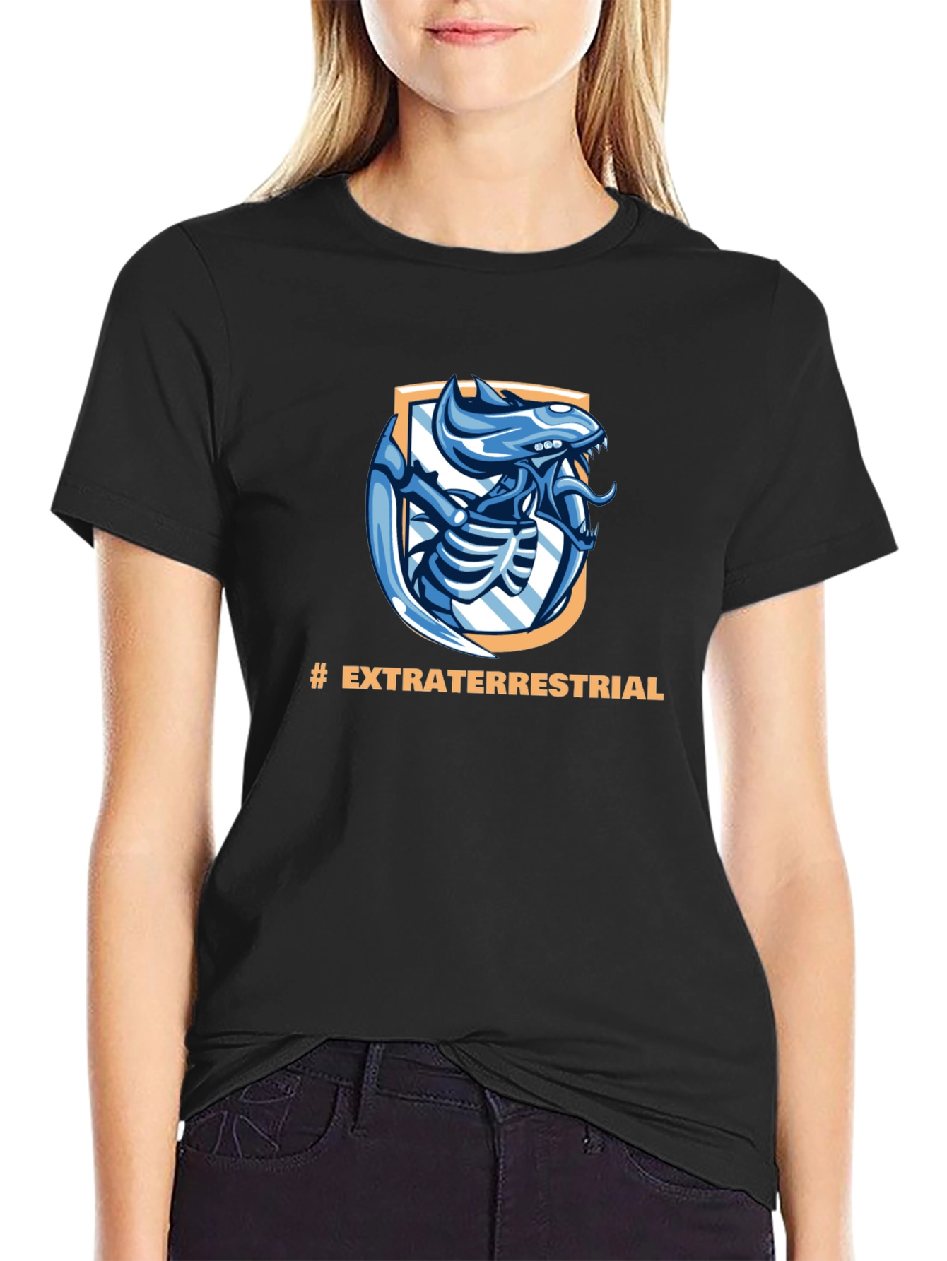 Extraterrestrial Alien Graphic Black T-Shirt
