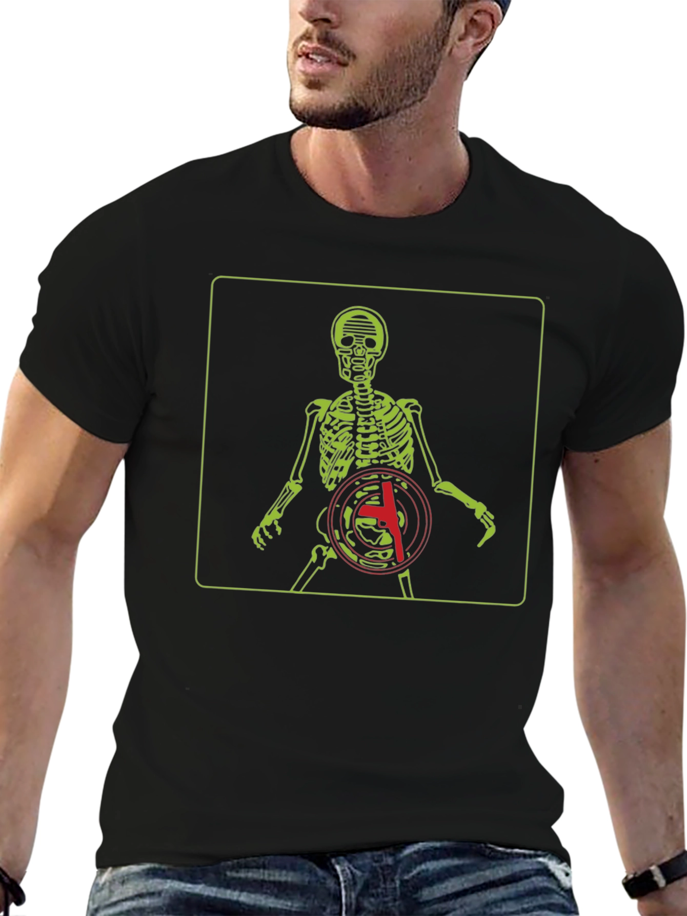 Skeleton Target Graphic Tee - Edgy Style