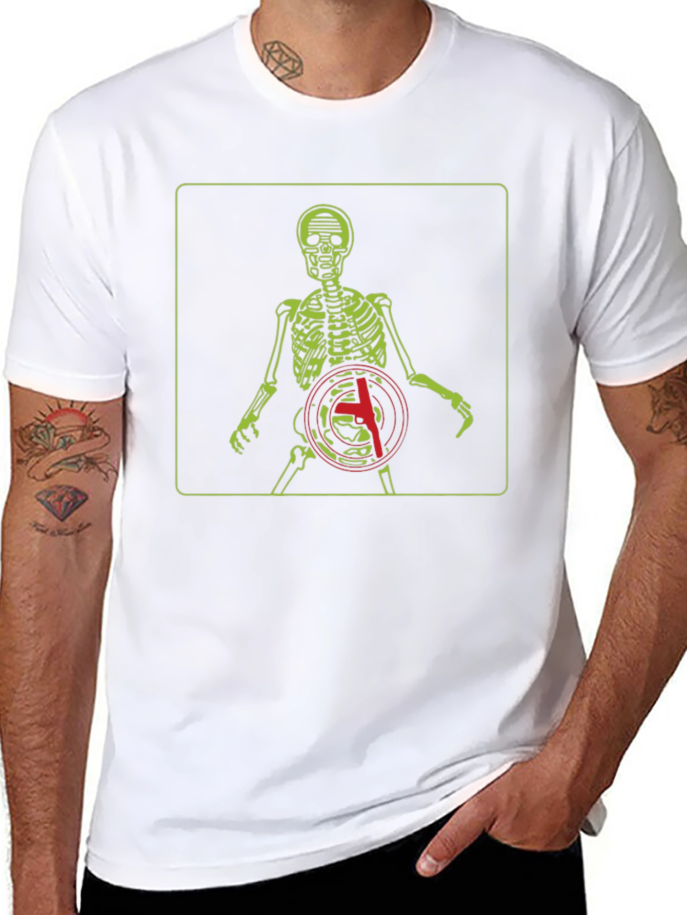 Skeleton Target Graphic Tee - Edgy Style
