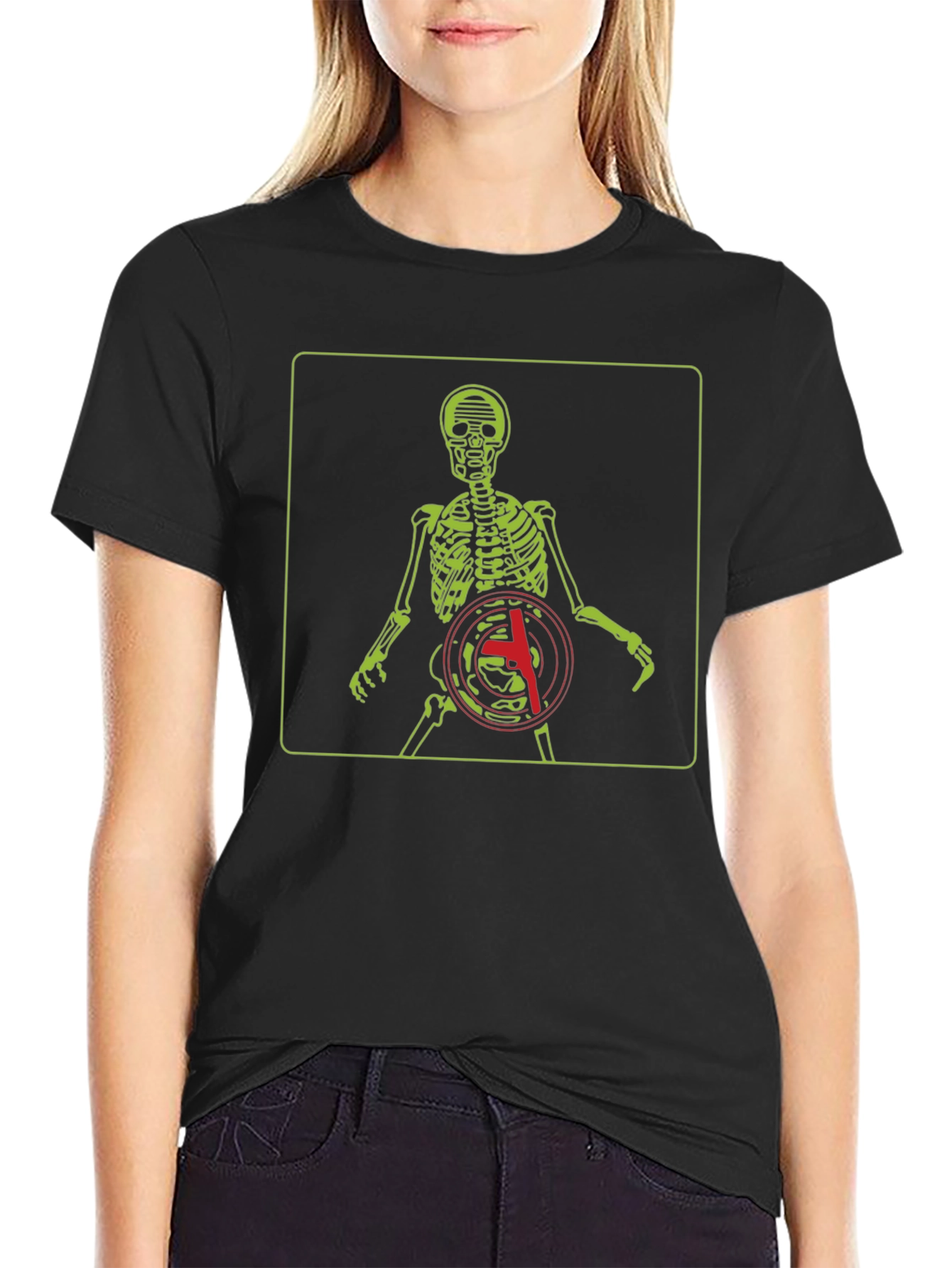 Skeleton Target Graphic Tee - Edgy Style