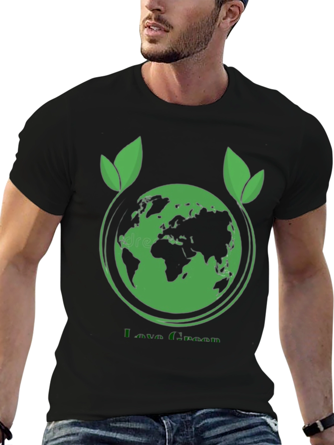 Eco-Friendly Love Green Black T-Shirt