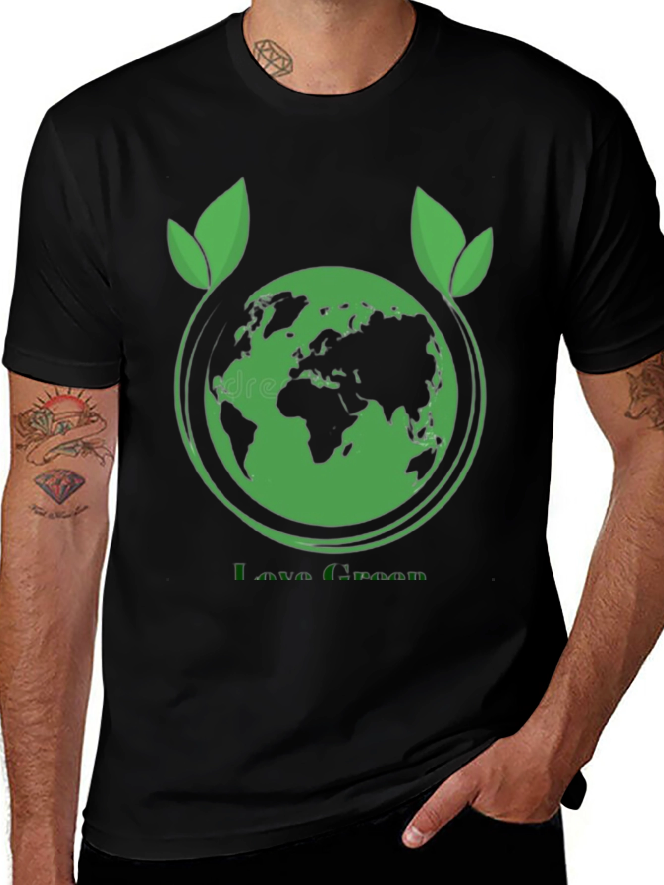 Eco-Friendly Love Green Black T-Shirt