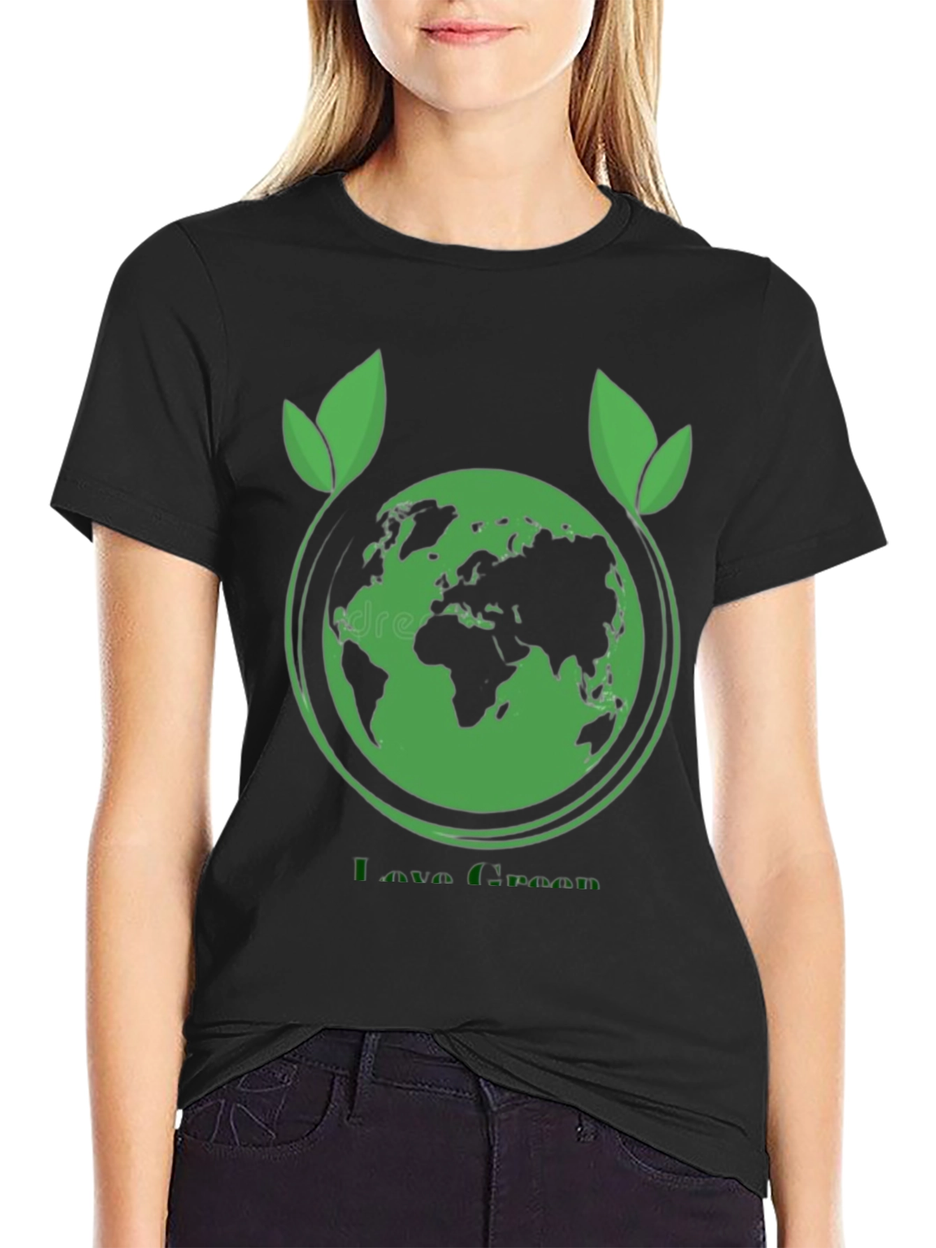 Eco-Friendly Love Green Black T-Shirt